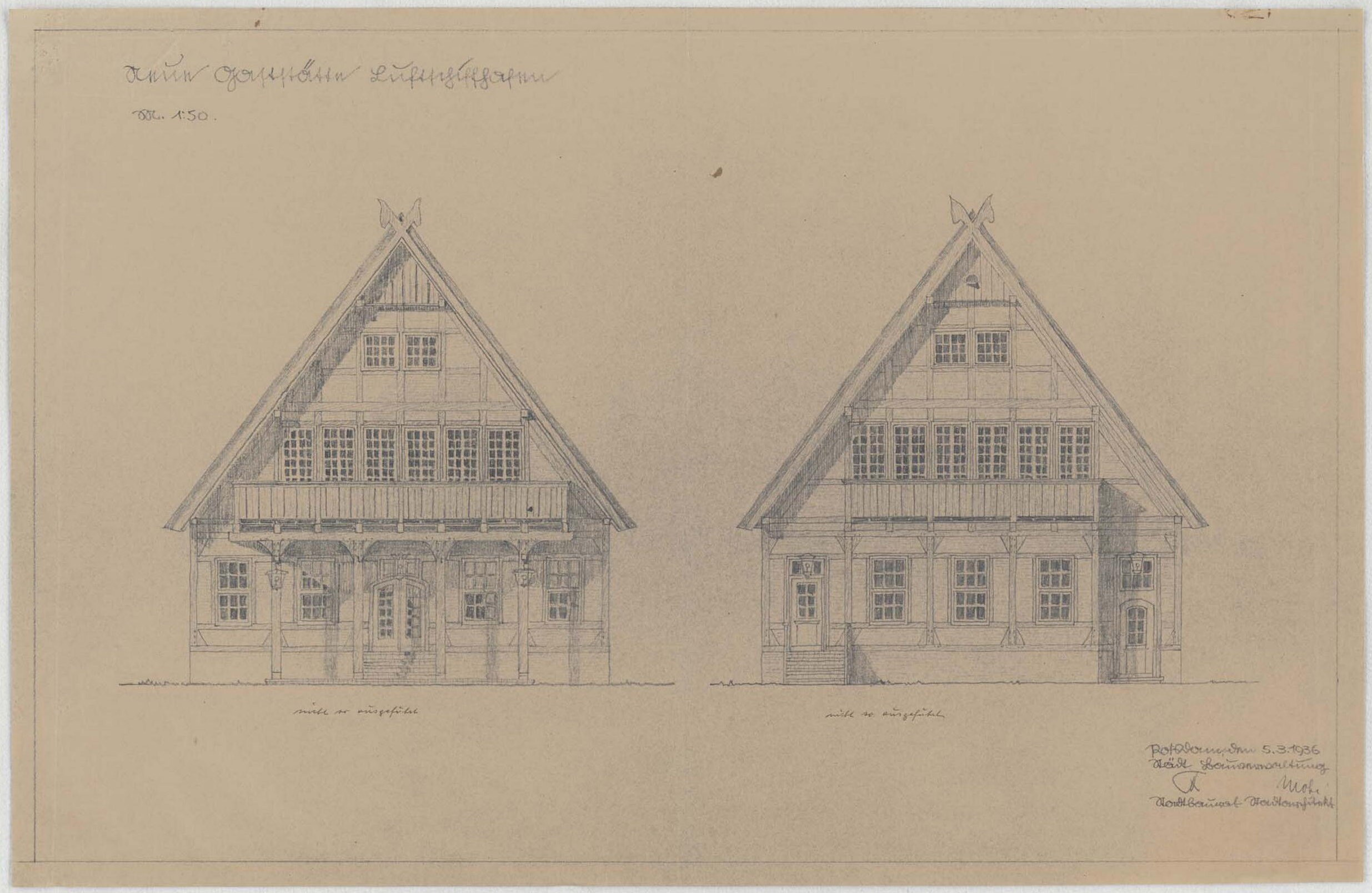 Entwurf zu den Giebeln der Gaststätte Seekrug (Potsdam Museum - Forum für Kunst und Geschichte CC BY-NC-SA)