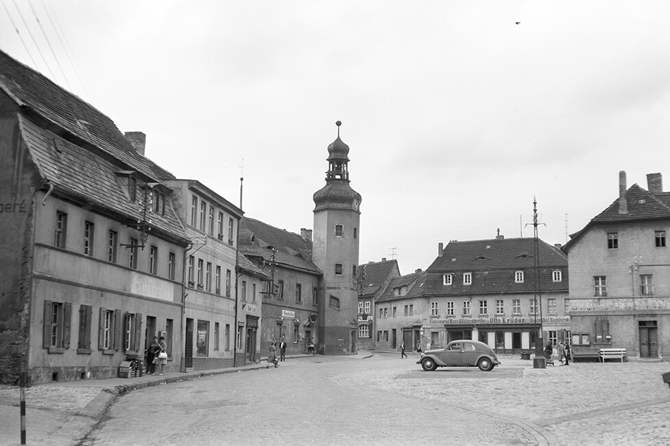 Gerbstedt, Marktplatz mit Rathausturm (Heimatverein "Alter Krug" Zossen e.V. CC BY-NC-SA)