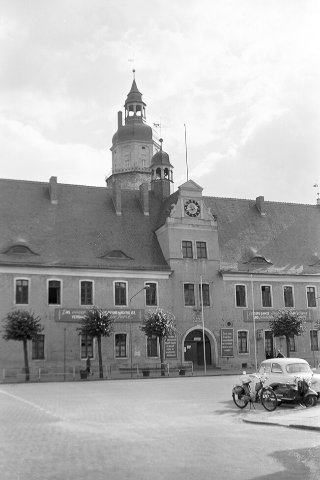 Herzberg (Elster), Rathaus u. Marienkirche (Heimatverein "Alter Krug" Zossen e.V. CC BY-NC-SA)