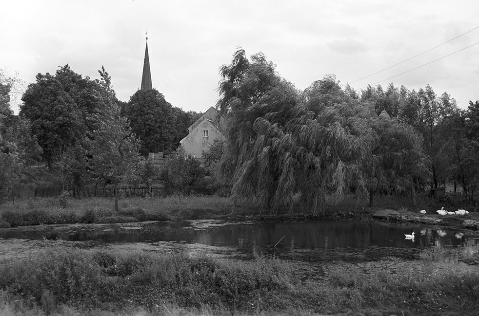 Langenweddingen, Bach Sülze mit Kirche St. Georg, Ansicht 2 (Heimatverein "Alter Krug" Zossen e.V. CC BY-NC-SA)