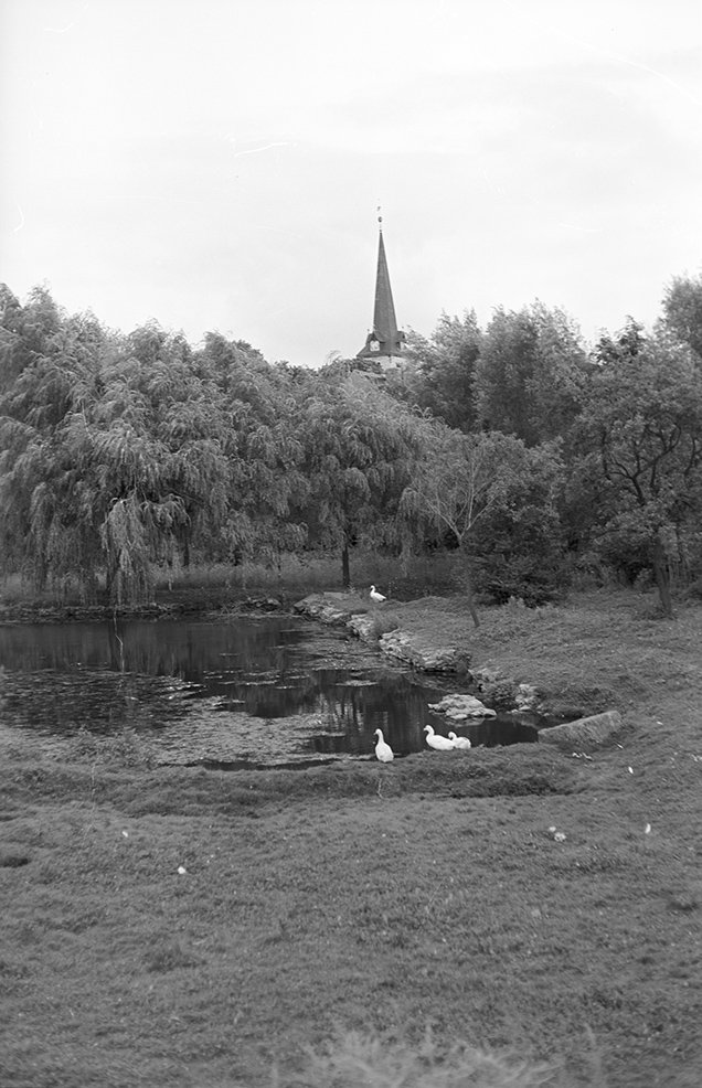 Langenweddingen Bach Sülze mit Kirche St. Georg, Ansicht 3 (Heimatverein "Alter Krug" Zossen e.V. CC BY-NC-SA)