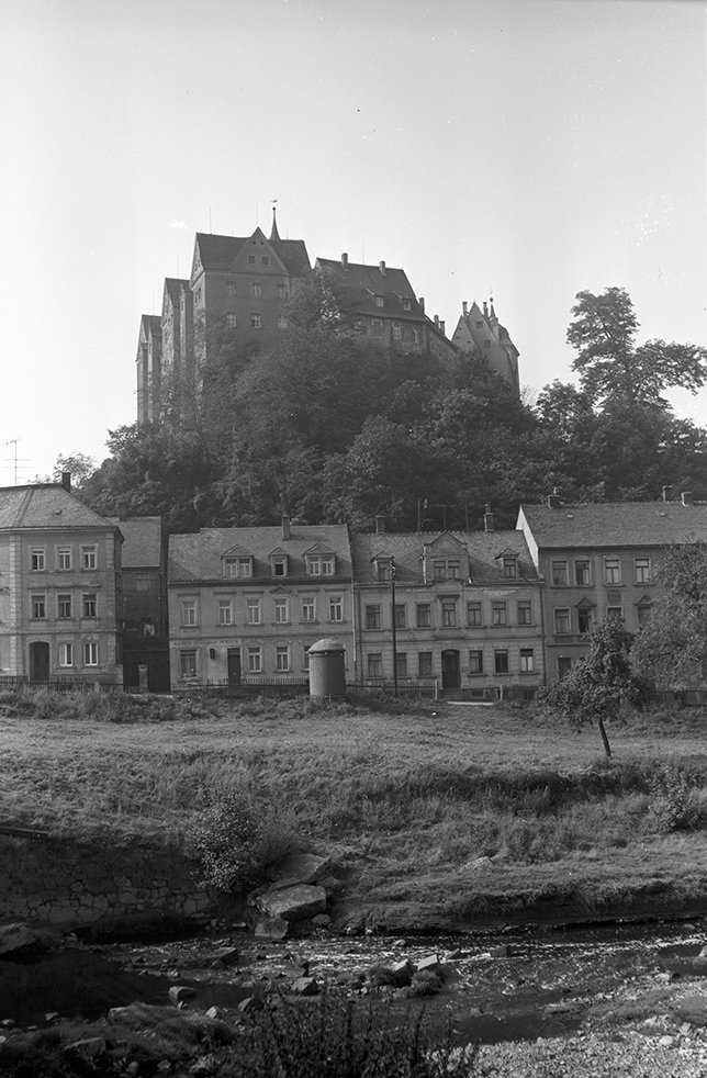 Nossen, Ortsansicht 2 mit Freiberger Mulde und Blick auf Schloss (Heimatverein "Alter Krug" Zossen e. V. CC BY-NC-SA)