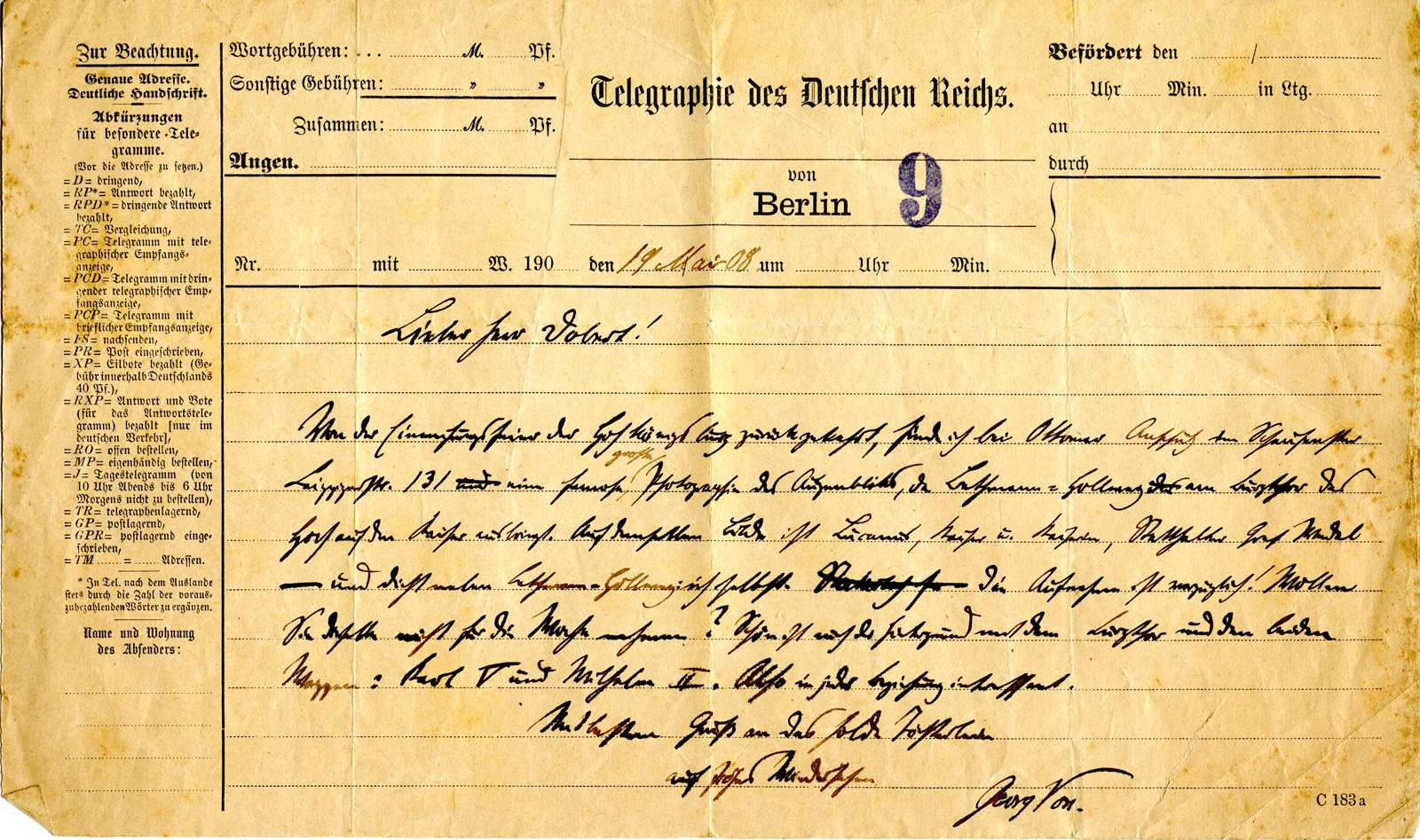 Georg an Dobert , 16.05.1908 (Heimatverein "Alter Krug" Zossen e.V. CC BY-NC-SA)
