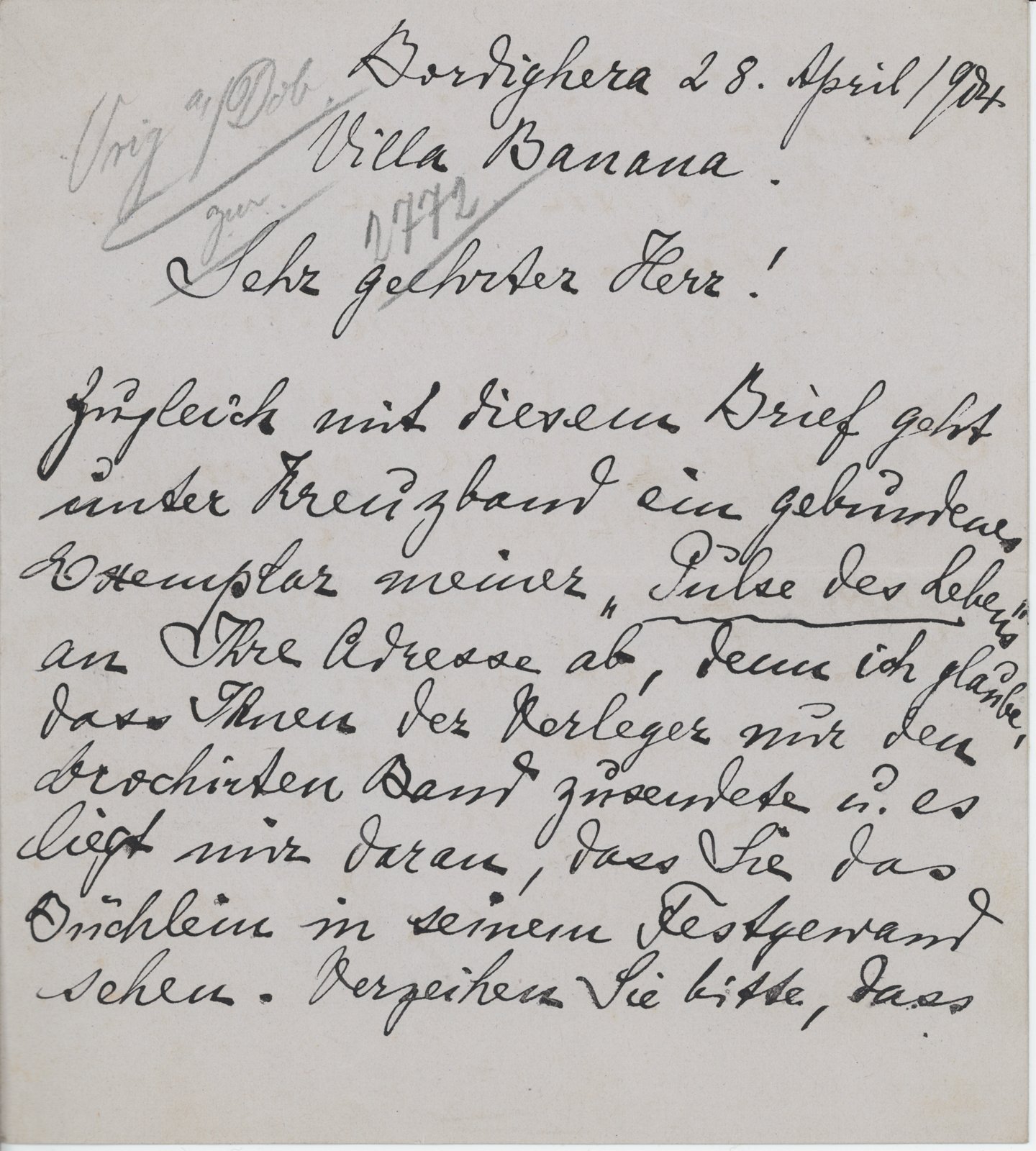 Svoboda an Dobert, 28.04.1904 (Heimatverein "Alter Krug" Zossen e.V. CC BY-NC-SA)
