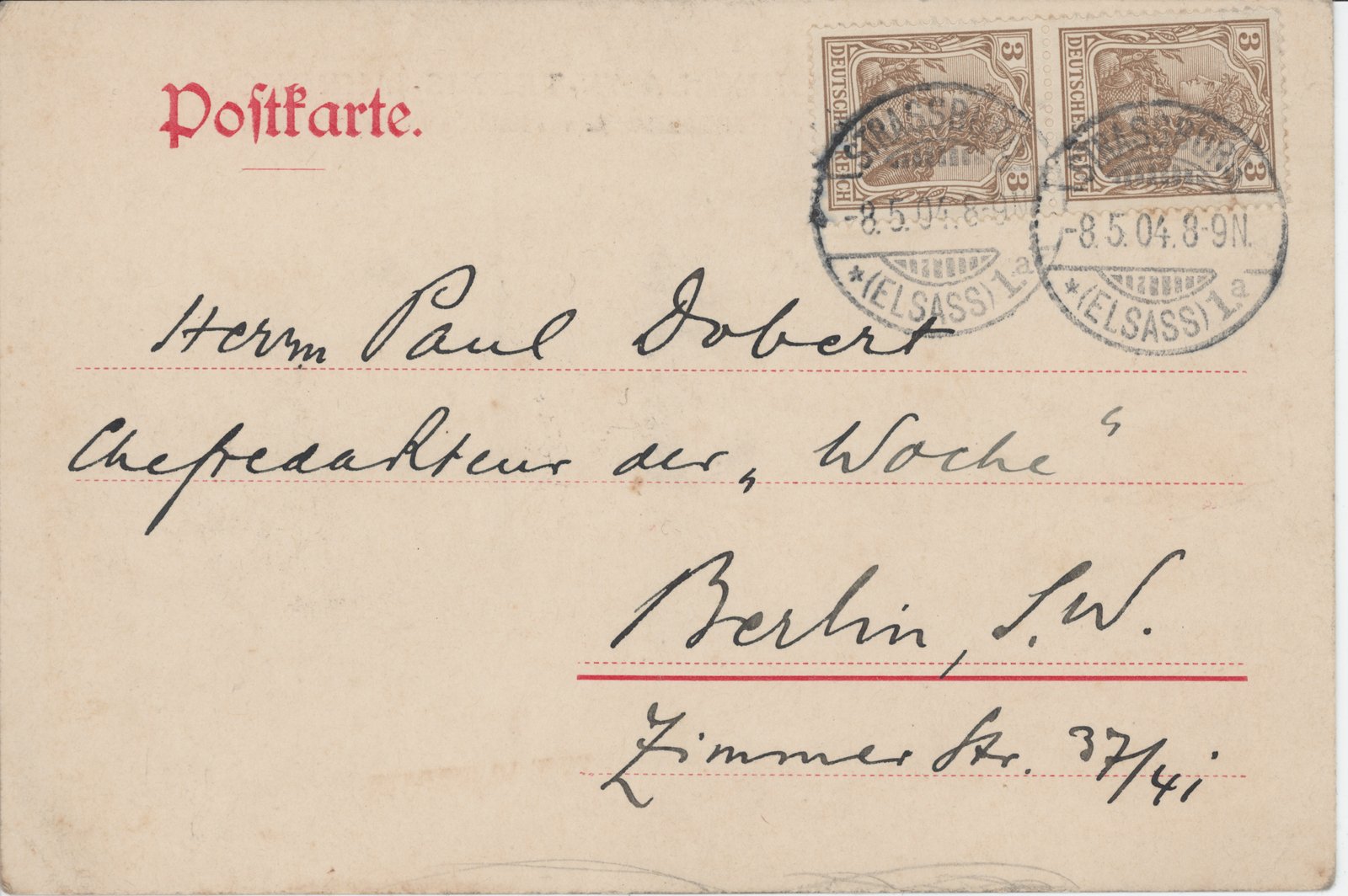 Fichard an Dobert, 08.05.1904 (Heimatverein "Alter Krug" Zossen e.V. CC BY-NC-SA)