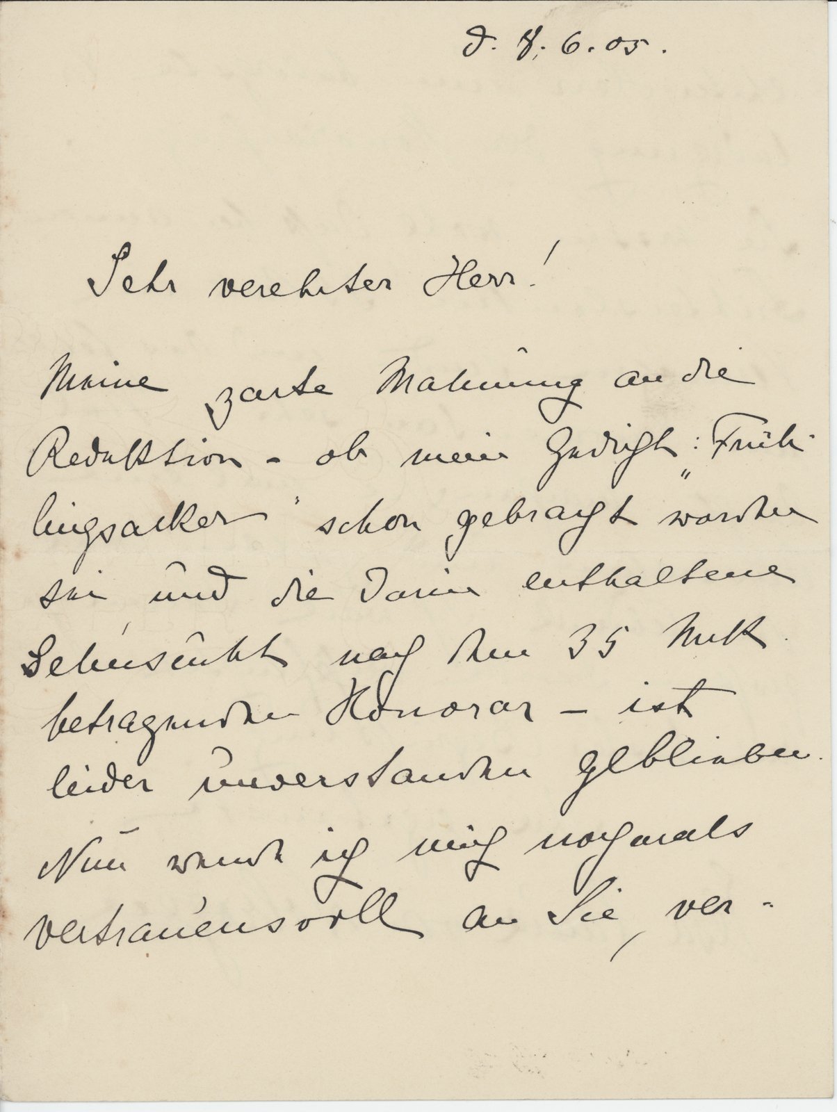 Wolzogen an Dobert, 08.06.1905 (2) (Heimatverein "Alter Krug" Zossen e.V. CC BY-NC-SA)
