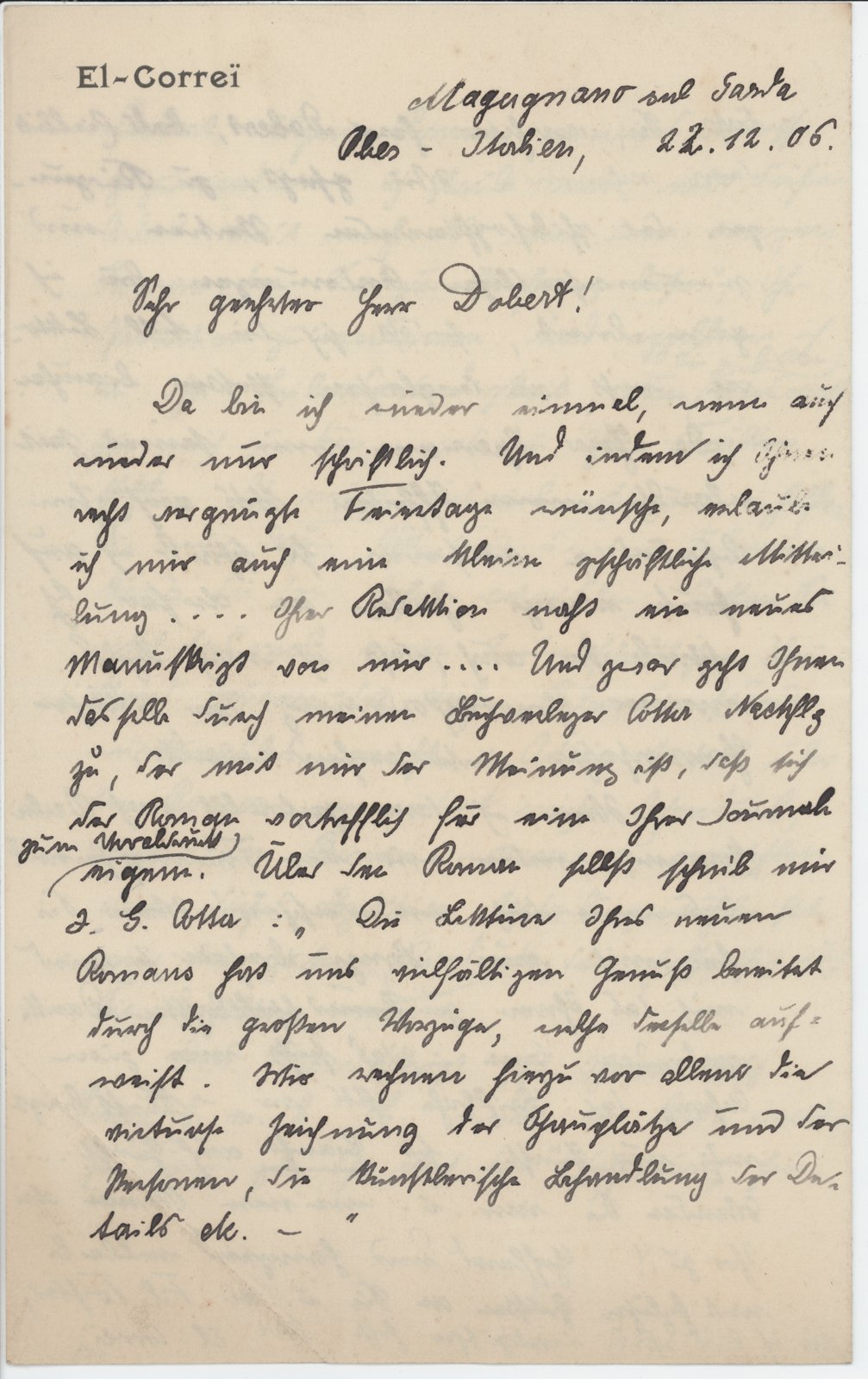 Correi an Dobert, 22.12.1906 (Heimatverein "Alter Krug" Zossen e.V. CC BY-NC-SA)
