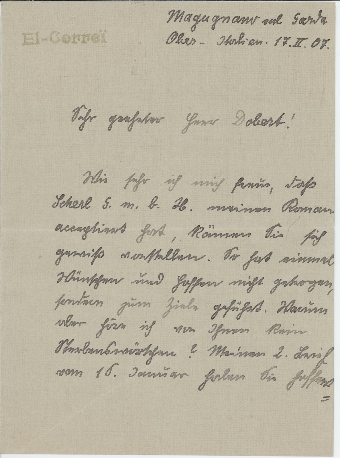 Correi an Dobert, 17.02.1907 (Heimatverein "Alter Krug" Zossen e.V. CC BY-NC-SA)