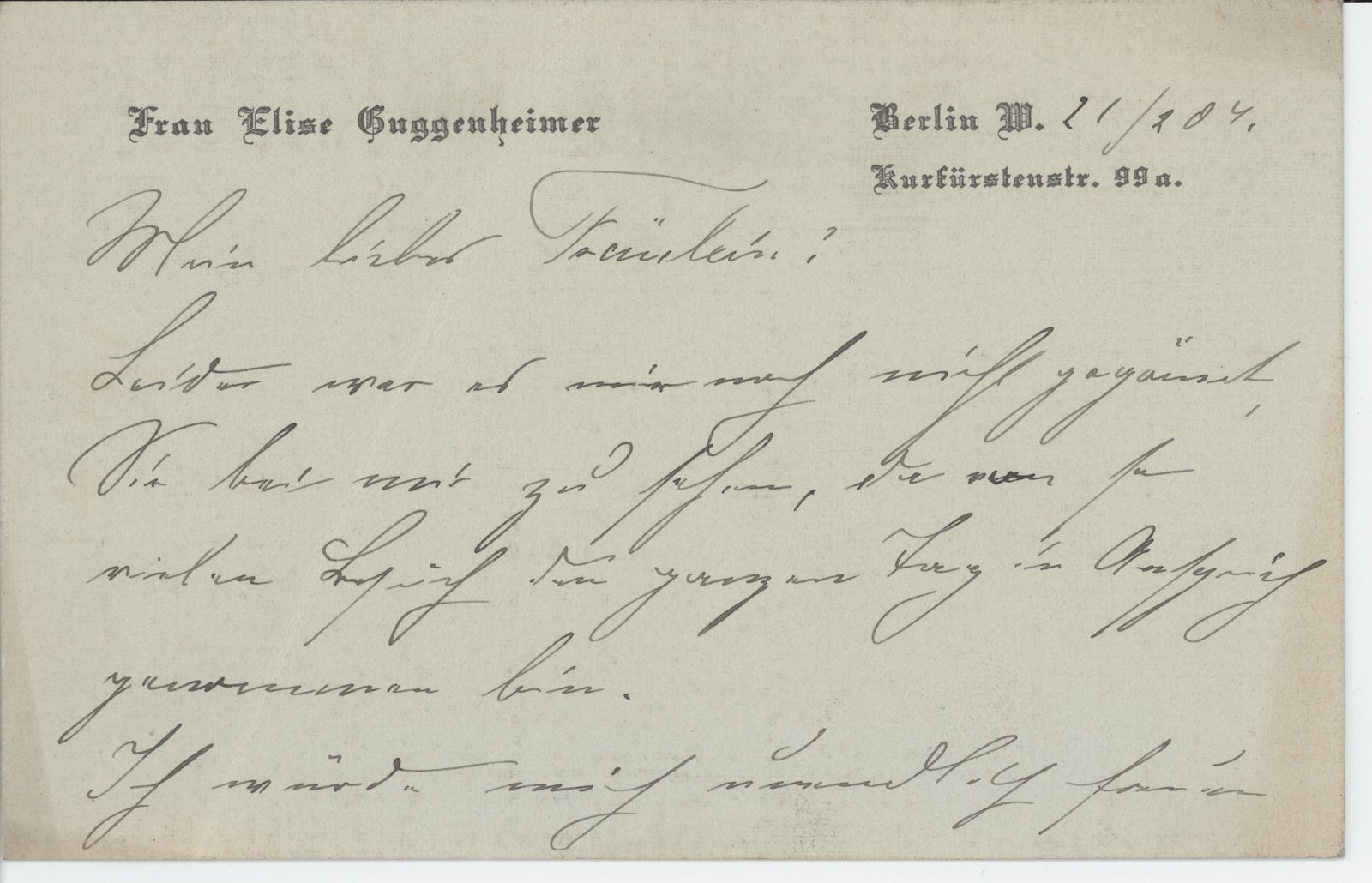 Guggenheimer an Margarete Dobert, 07.02.1907 (Heimatverein "Alter Krug" Zossen e.V. CC BY-NC-SA)