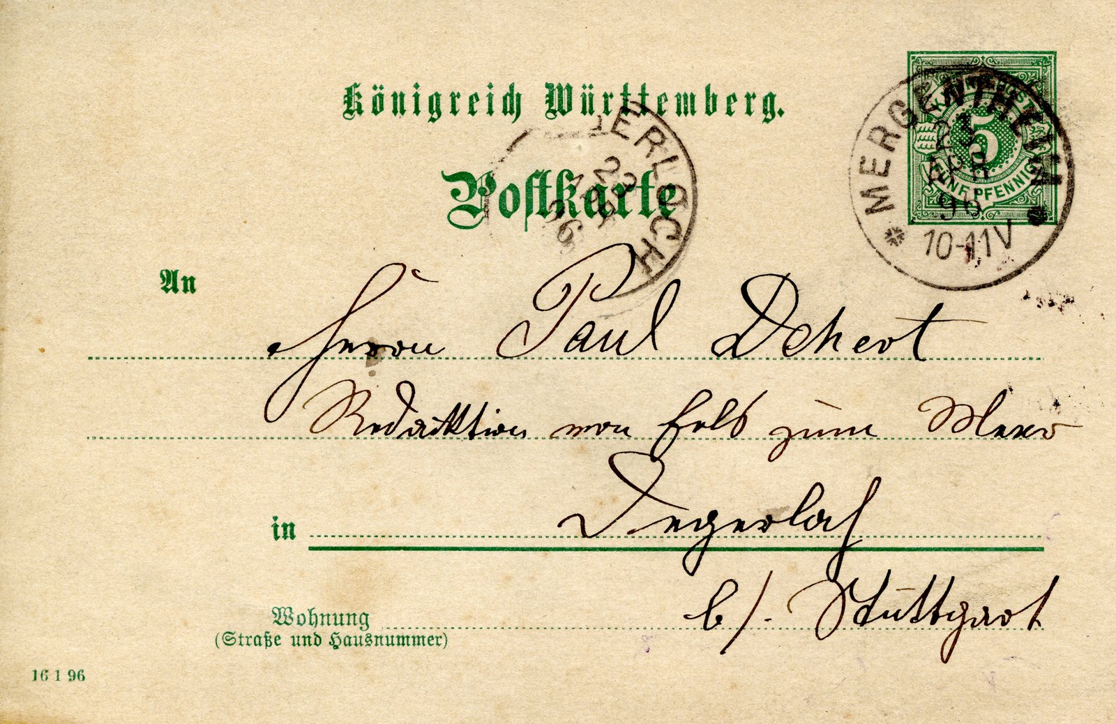 Mader an Dobert, 14.03.1896 (Heimatverein "Alter Krug" Zossen e.V. CC BY-NC-SA)