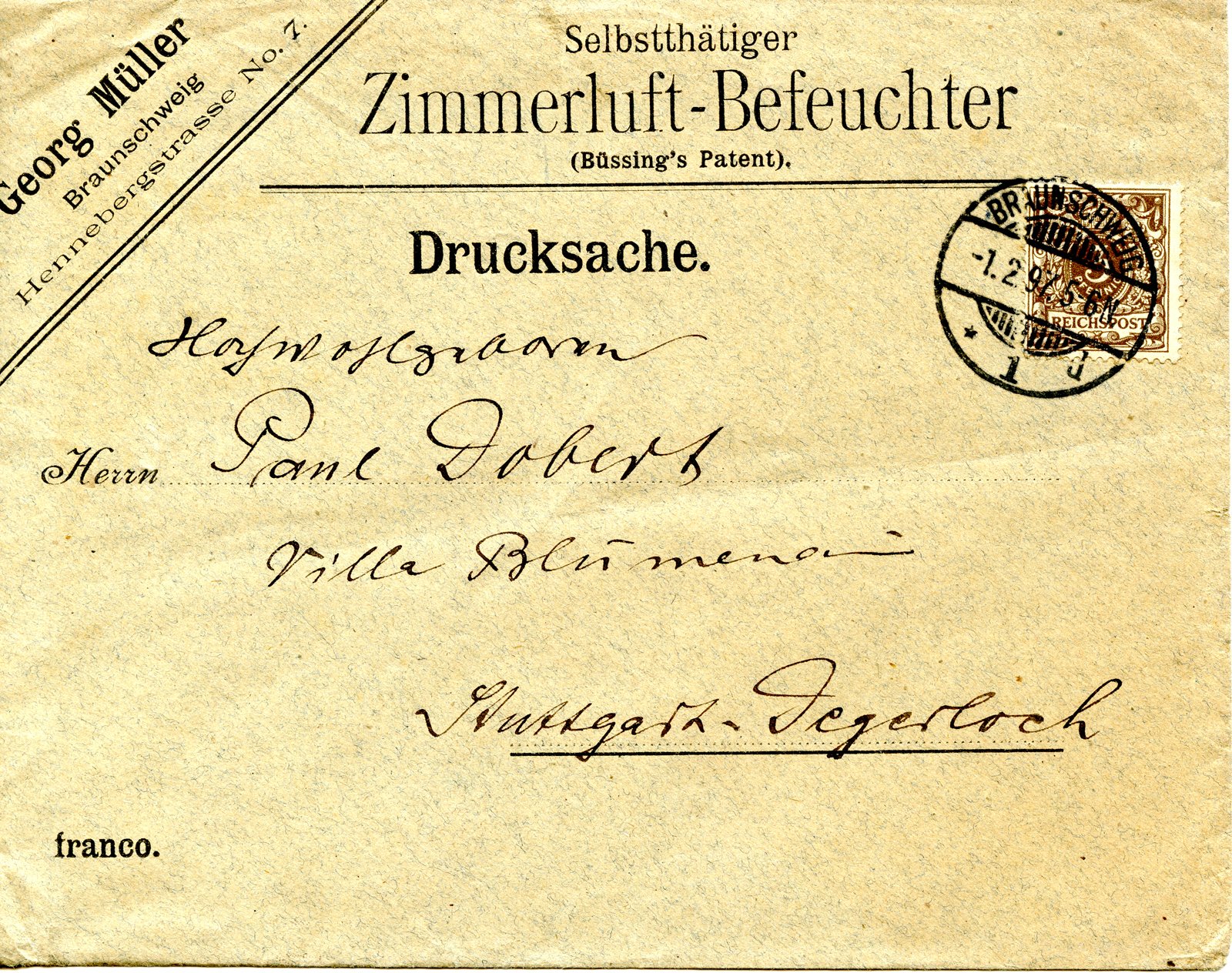 Georg Müller an Dobert, 01.02.1897 (Heimatverein "Alter Krug" Zossen e.V. CC BY-NC-SA)