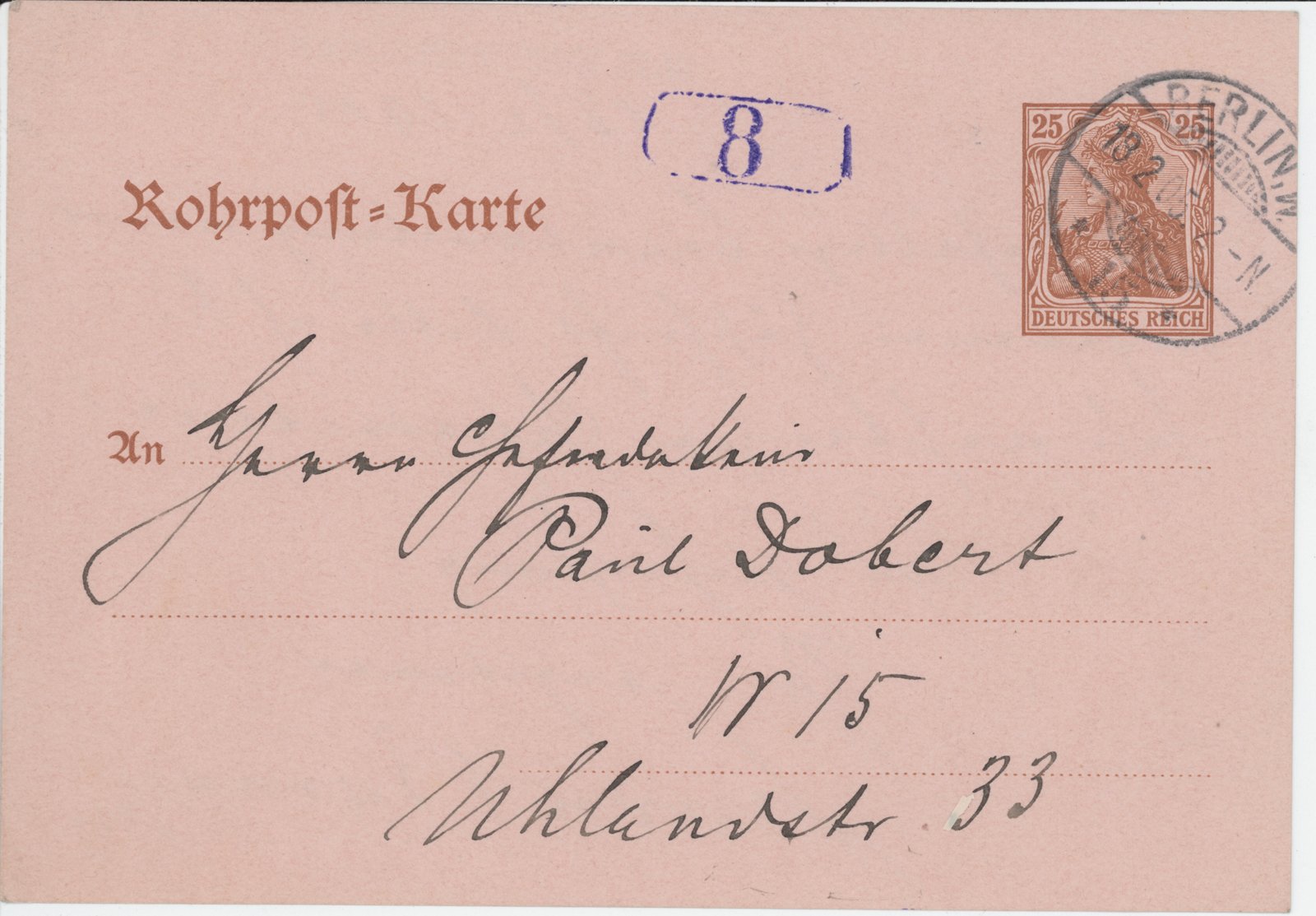 L. Barnay an Dobert, 19.02.1905 (Heimatverein "Alter Krug" Zossen e.V. CC BY-NC-SA)