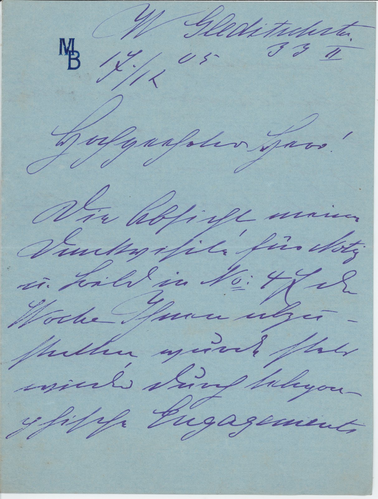 M. Berg an Dobert, 17.12.1905 (Heimatverein "Alter Krug" Zossen e.V. CC BY-NC-SA)