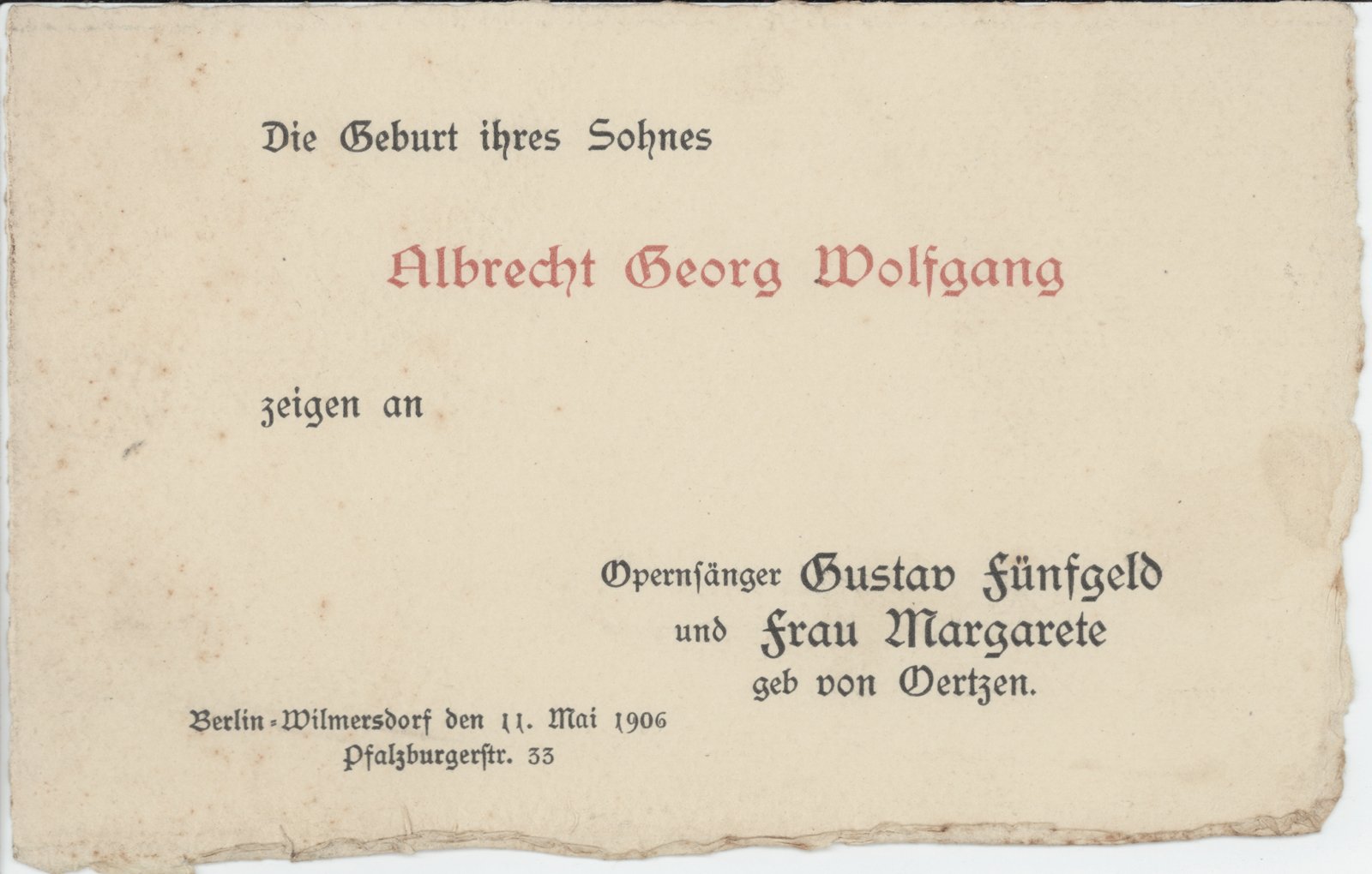 Fünfgeld an Dobert 11.05.1906 (Heimatverein "Alter Krug" Zossen e.V. CC BY-NC-SA)