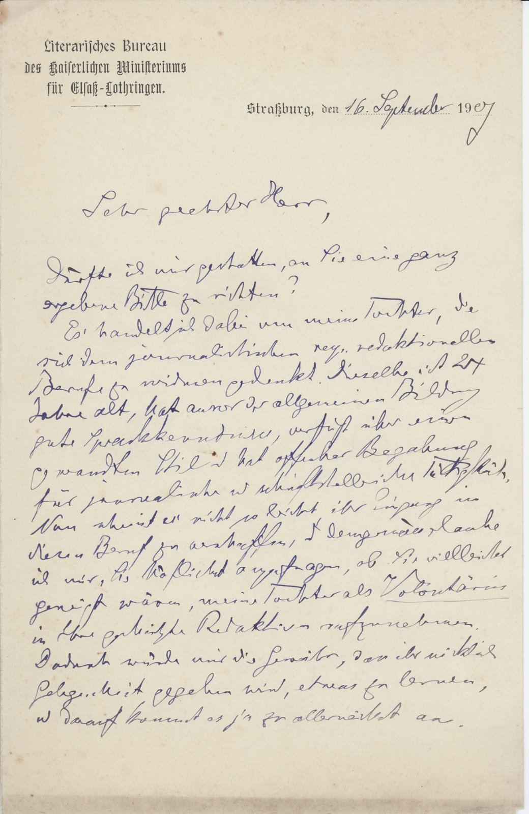 H. Friedmann an Dobert, 16.09.1907 (Heimatverein "Alter Krug" Zossen e.V. CC BY-NC-SA)