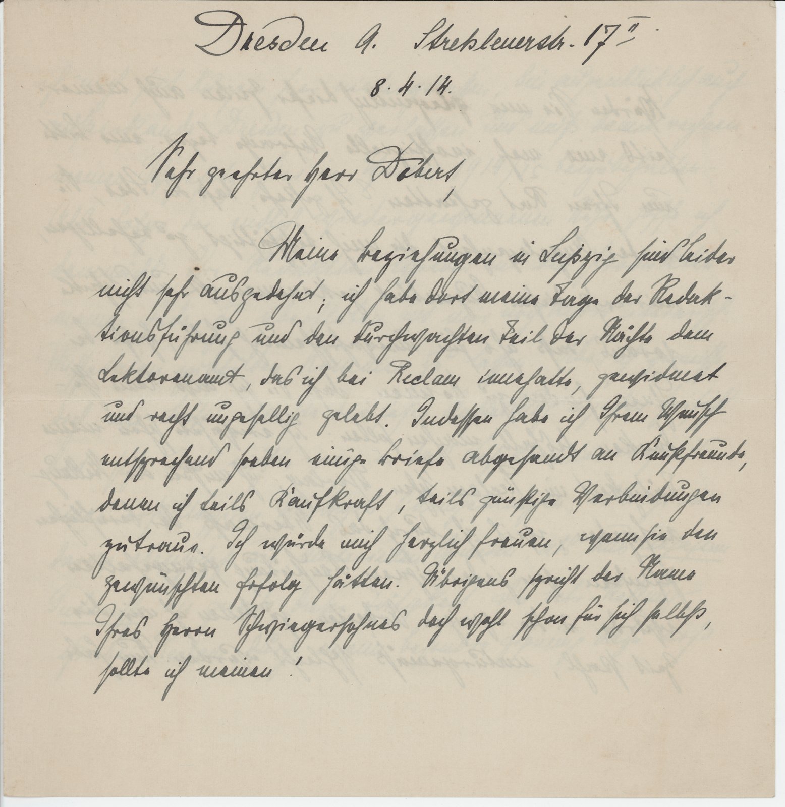 C. Rittberg an dobert, 08.04.1914 (Heimatverein "Alter Krug" Zossen e.V. CC BY-NC-SA)