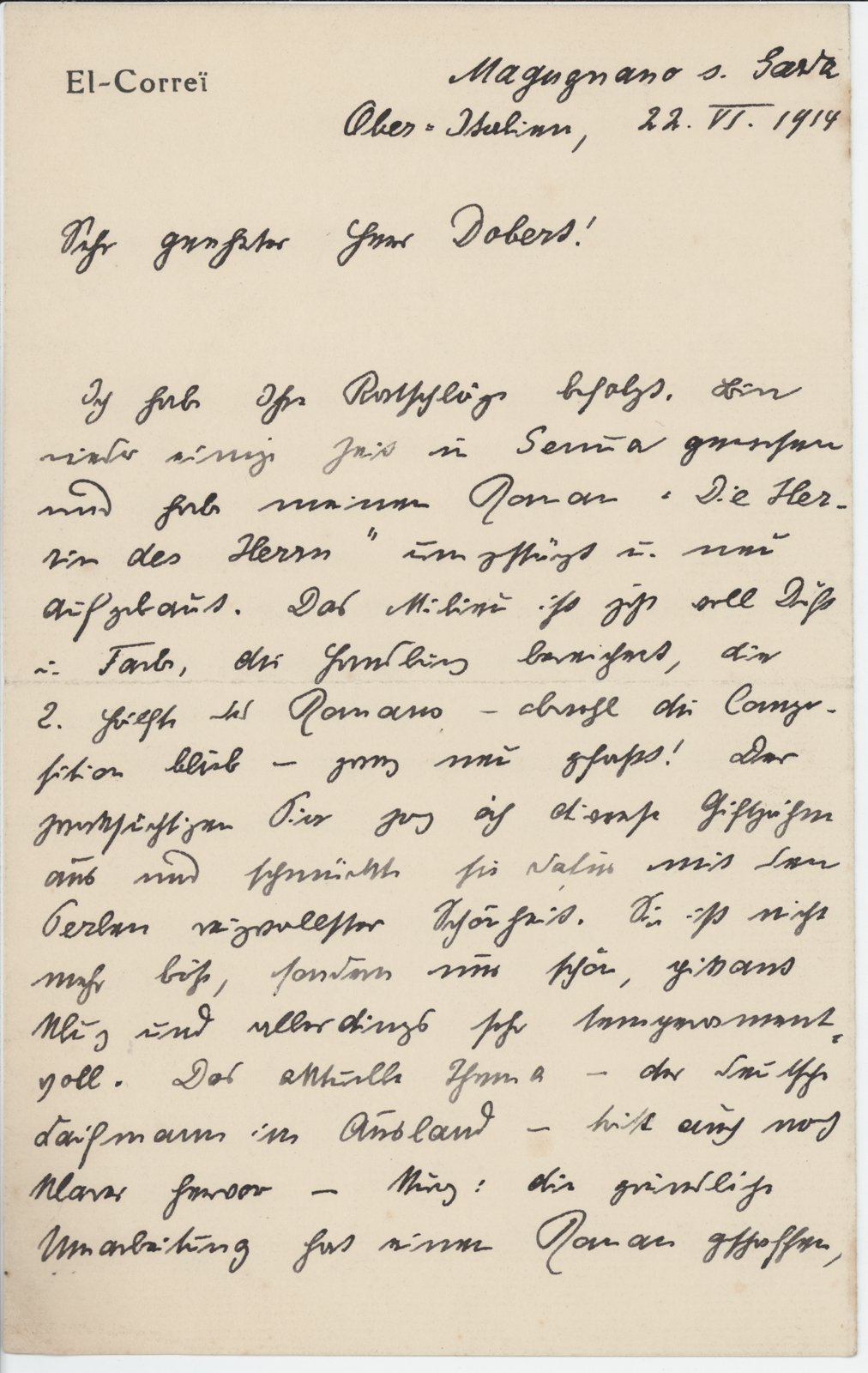 El Correï an Dobert, 22.06.1914 (Heimatverein "Alter Krug" Zossen e.V. CC BY-NC-SA)