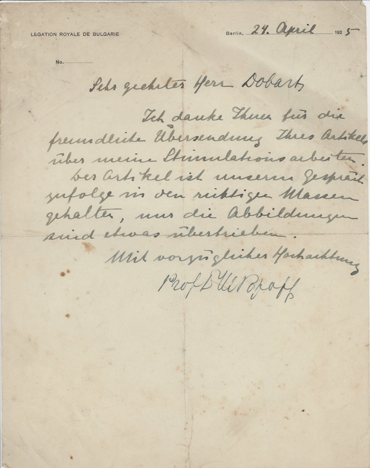 Prof. __off an Dobert, 24.04.1925 (Heimatverein "Alter Krug" Zossen e.V. CC BY-NC-SA)
