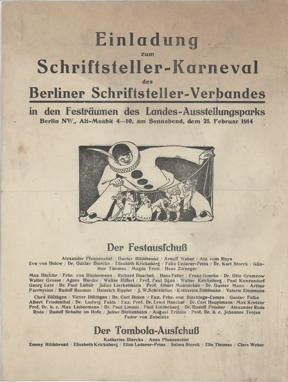 Schriftstellerverband an Dobert, 21.02.1914 (Heimatverein "Alter Krug" Zossen e.V. CC BY-NC-SA)