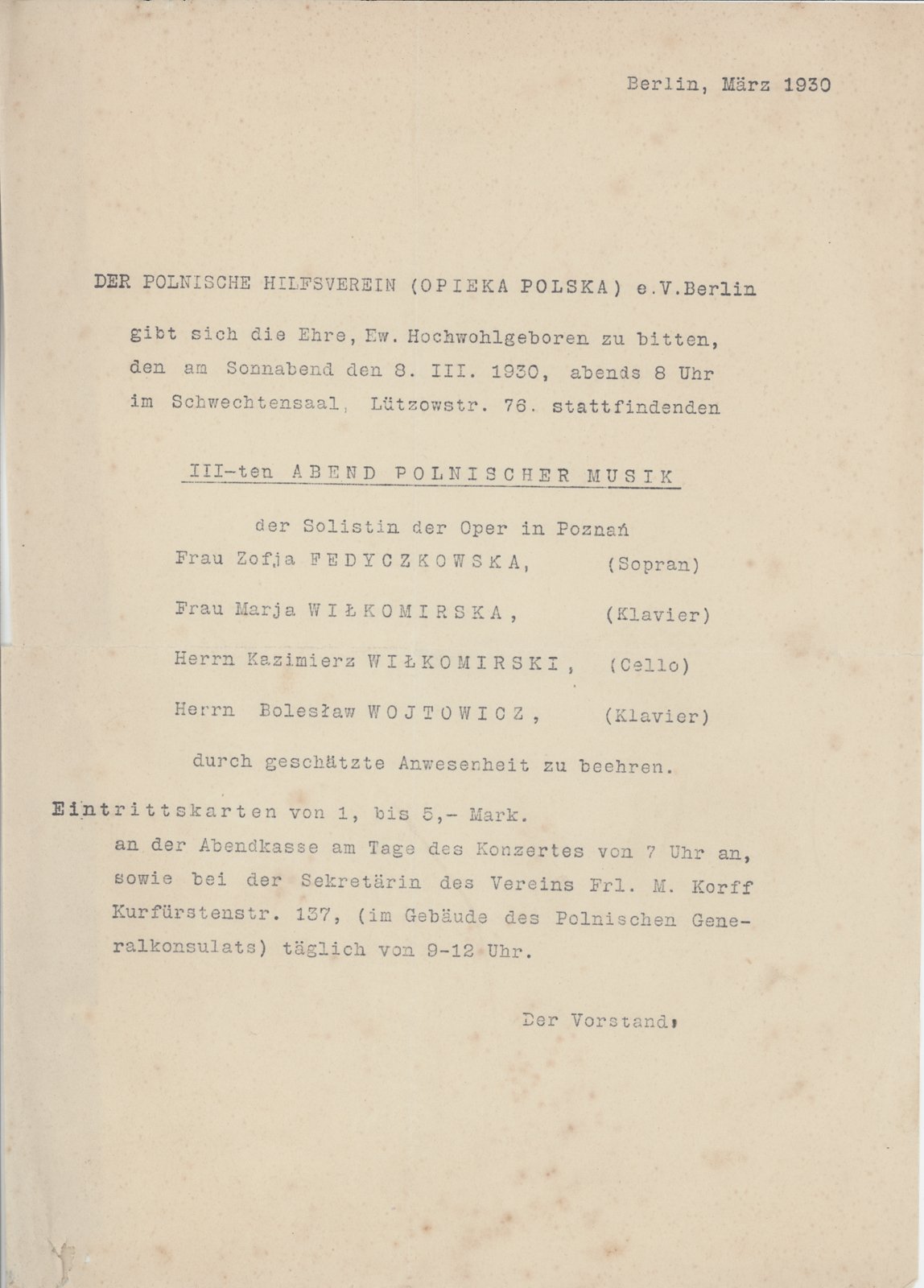 Poln. Verein an Dober, 08.03.1930 (Heimatverein "Alter Krug" Zossen e.V. CC BY-NC-SA)