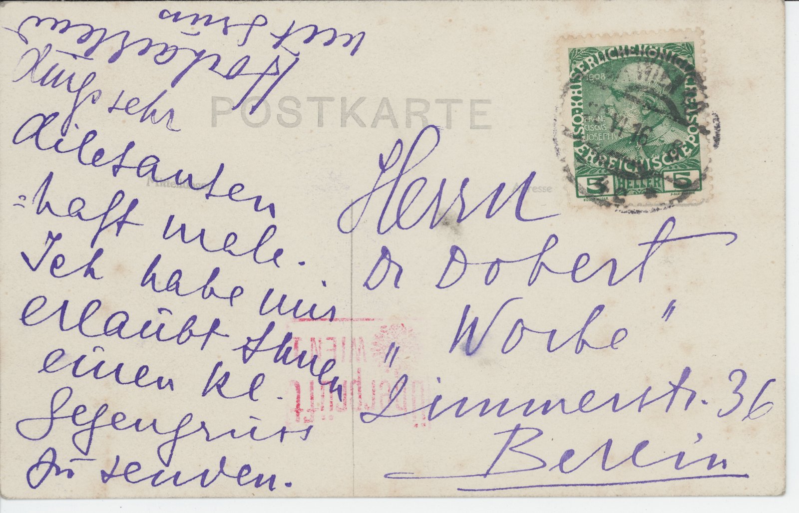 E. Kuczynski an Dobert, 20.06.1916 (Heimatverein "Alter Krug" Zossen e.V. CC BY-NC-SA)