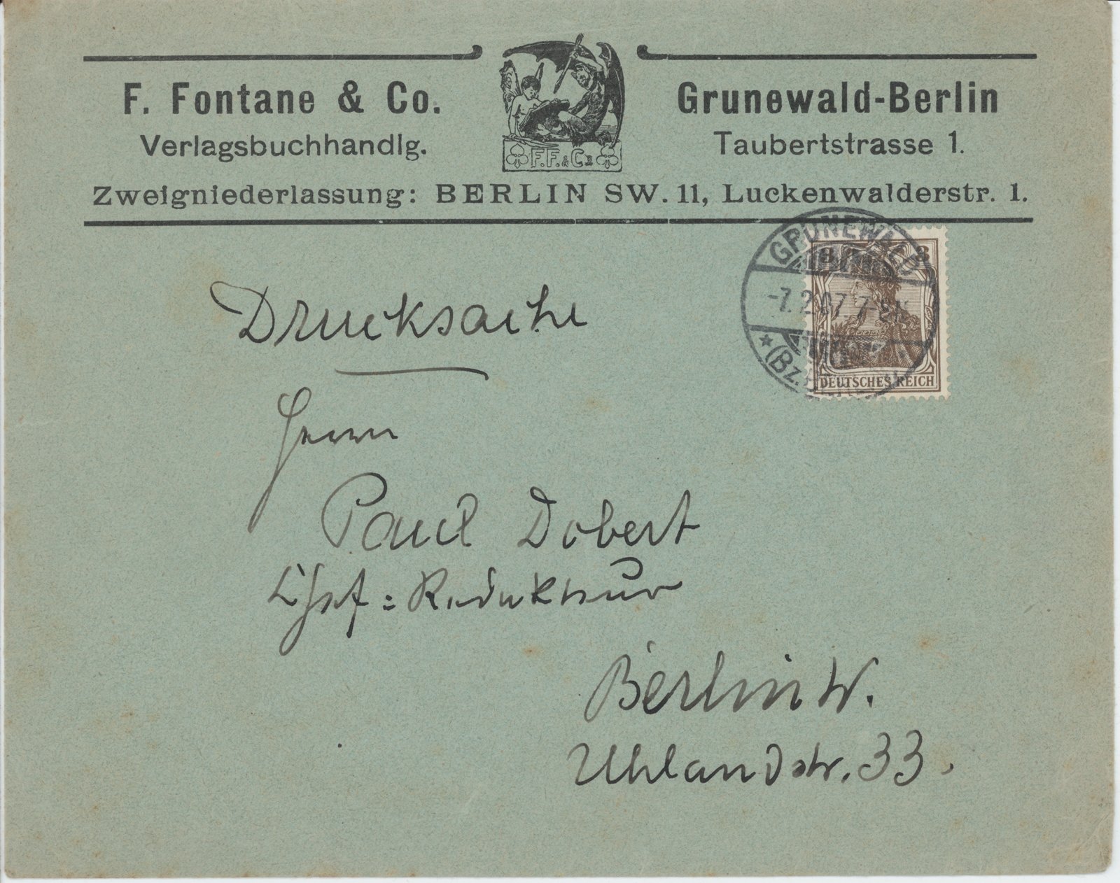 F. Fontane an Paul Dobert, 07.02.1907 (Heimatverein "Alter Krug" Zossen e.V. CC BY-NC-SA)