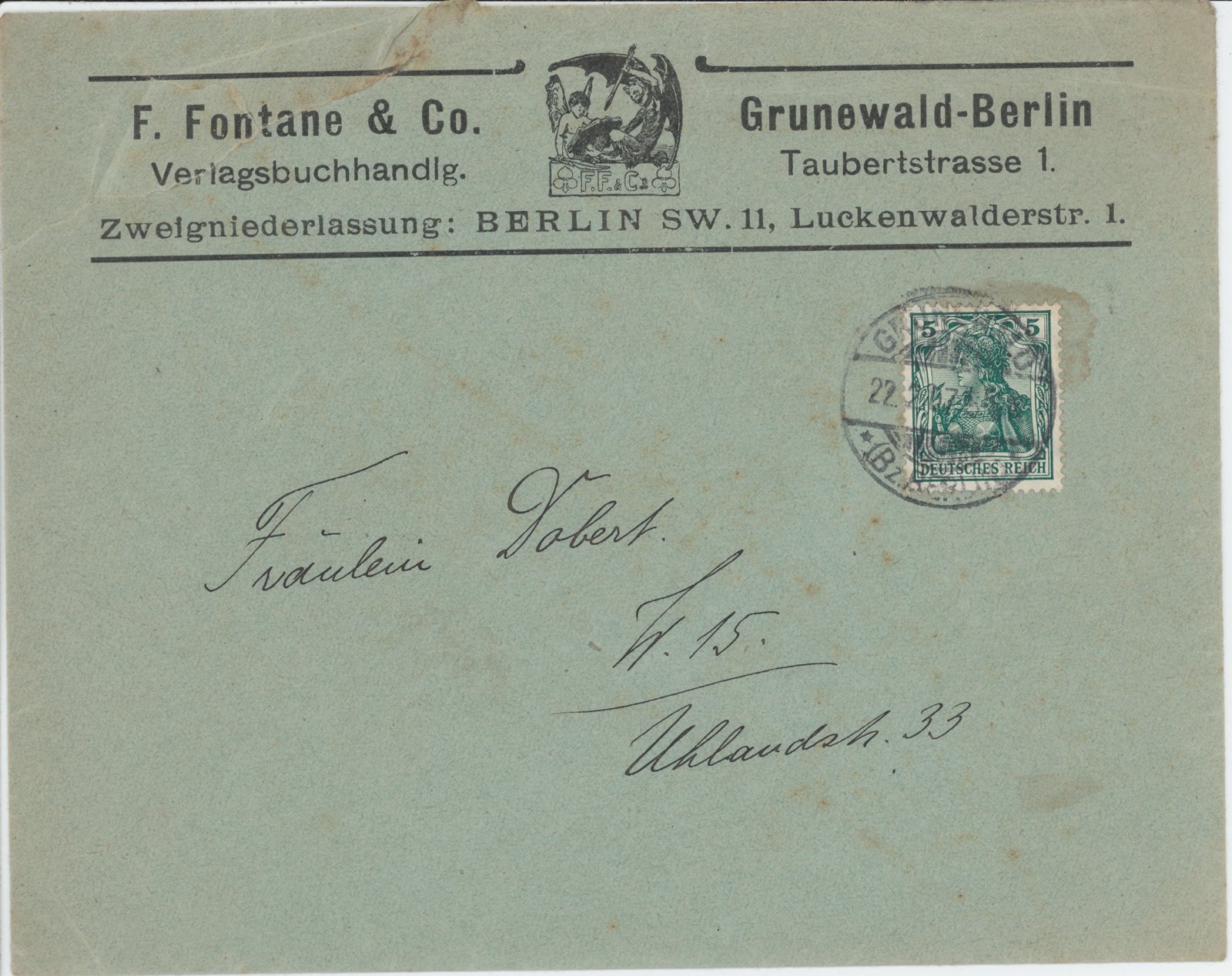 F. Fontane an M. Dobert, 22.02.1907 (Heimatverein "Alter Krug" Zossen e.V. CC BY-NC-SA)