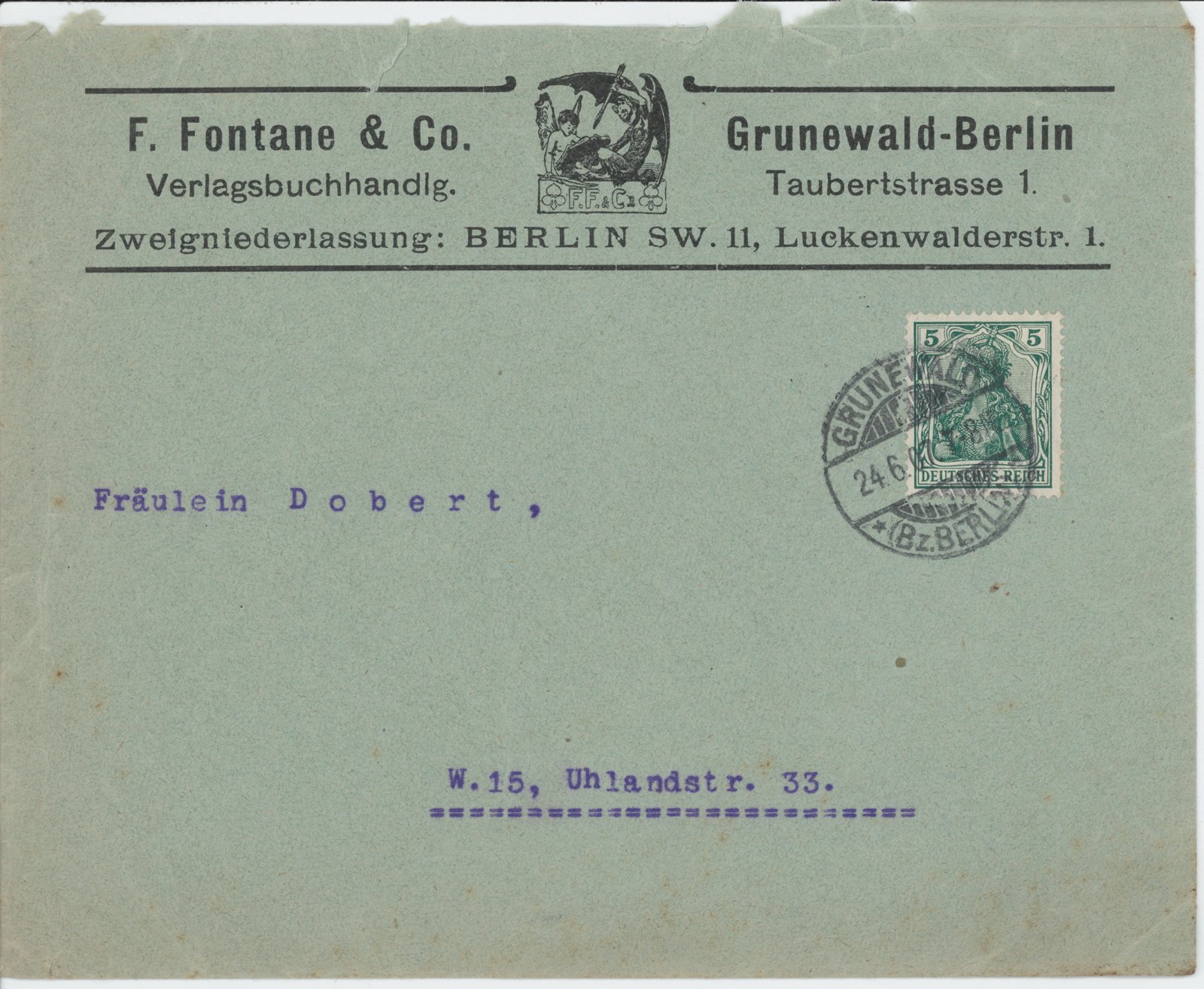 F. Fontane an Margarete Dobert, 24.06.1907 (Heimatverein "Alter Krug" Zossen e.V. CC BY-NC-SA)