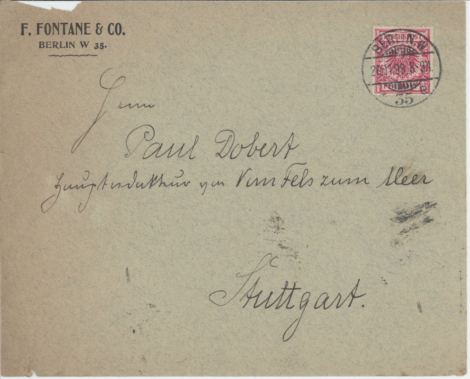 F. Fontane an Dobert, 20.11.1898 (Heimatverein "Alter Krug" Zossen e.V. CC BY-NC-SA)