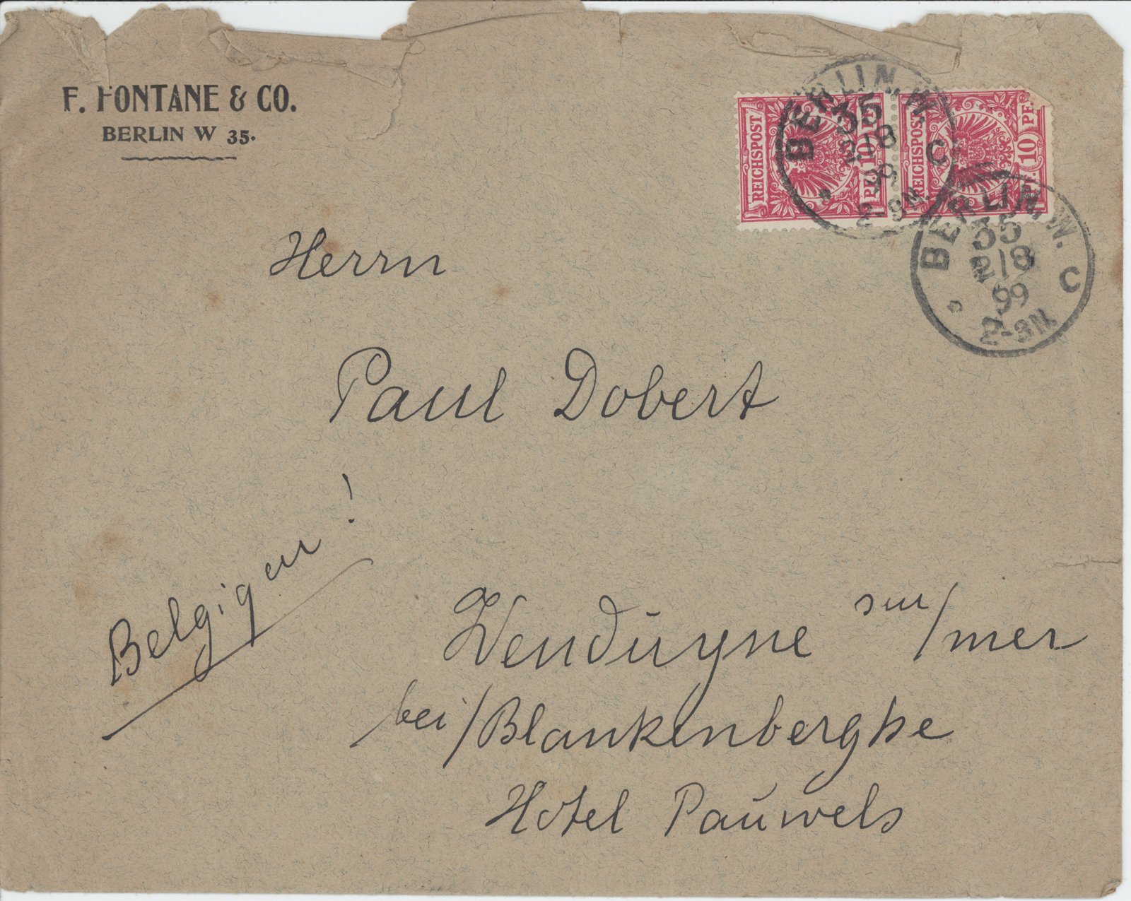 F. Fontane an Dobert, 02.08.1899 (Heimatverein "Alter Krug" Zossen e.V. CC BY-NC-SA)
