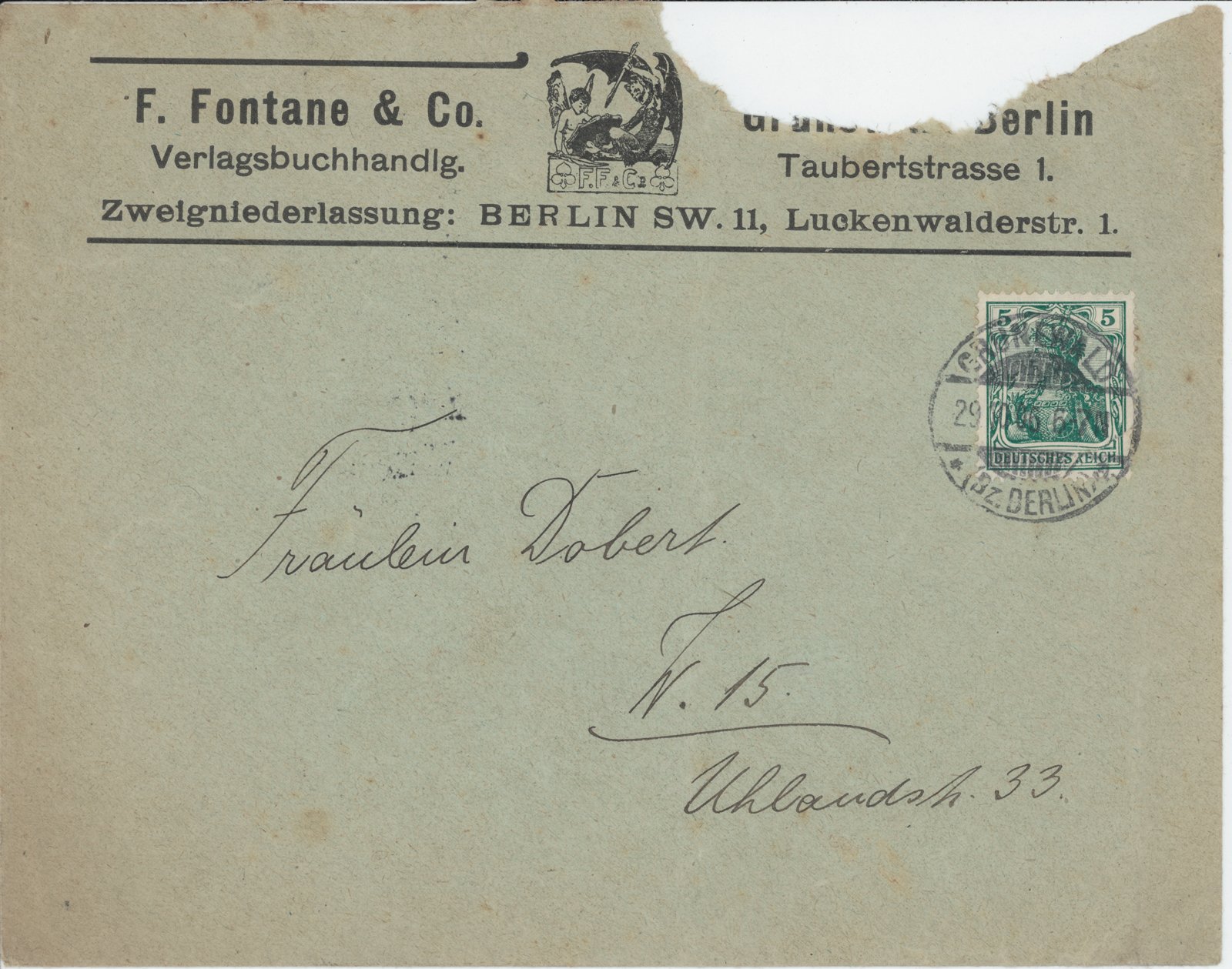 F. Fontane an M. Dobert, 29.10.1906 (Heimatverein "Alter Krug" Zossen e.V. CC BY-NC-SA)
