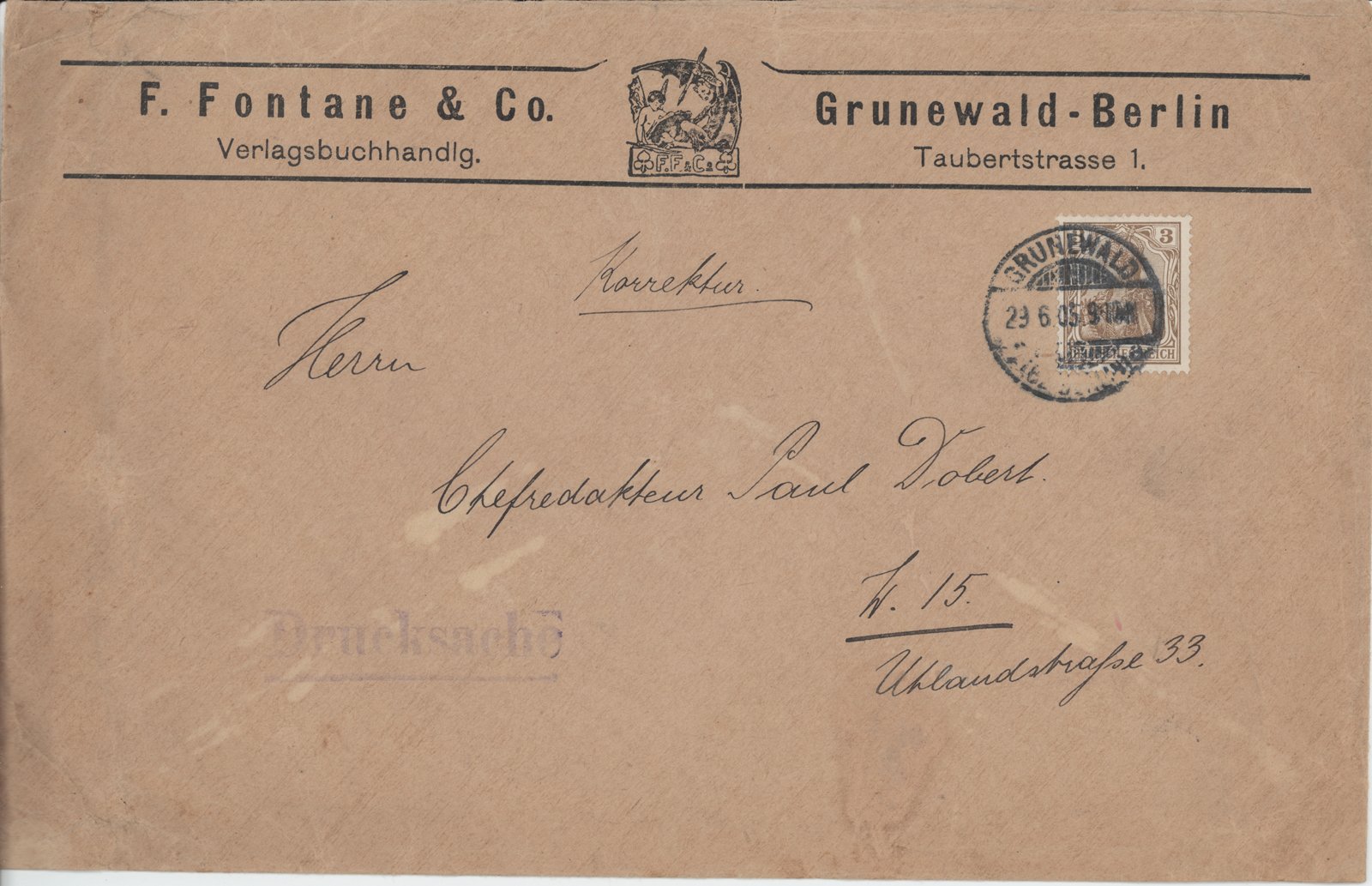 F. Fontane an Dobert, 23.06.1905 (Heimatverein "Alter Krug" Zossen e.V. CC BY-NC-SA)