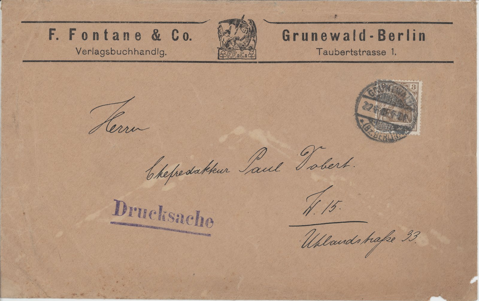 F. Fontane an Dobert, 22.04.1905 (Heimatverein "Alter Krug" Zossen e.V. CC BY-NC-SA)