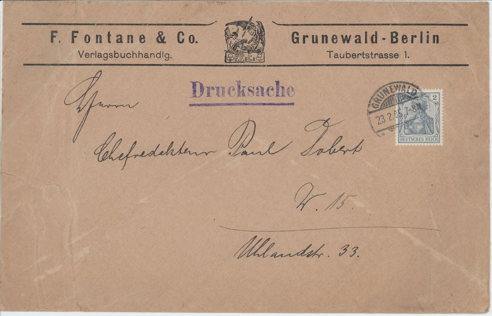 F. Dobert an Fontane, 09.07.1906 (Heimatverein "Alter Krug" Zossen e.V. CC BY-NC-SA)