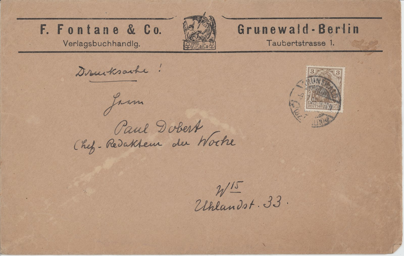 F. Dobert an Fontane,09.07.1905 (Heimatverein "Alter Krug" Zossen e.V. CC BY-NC-SA)