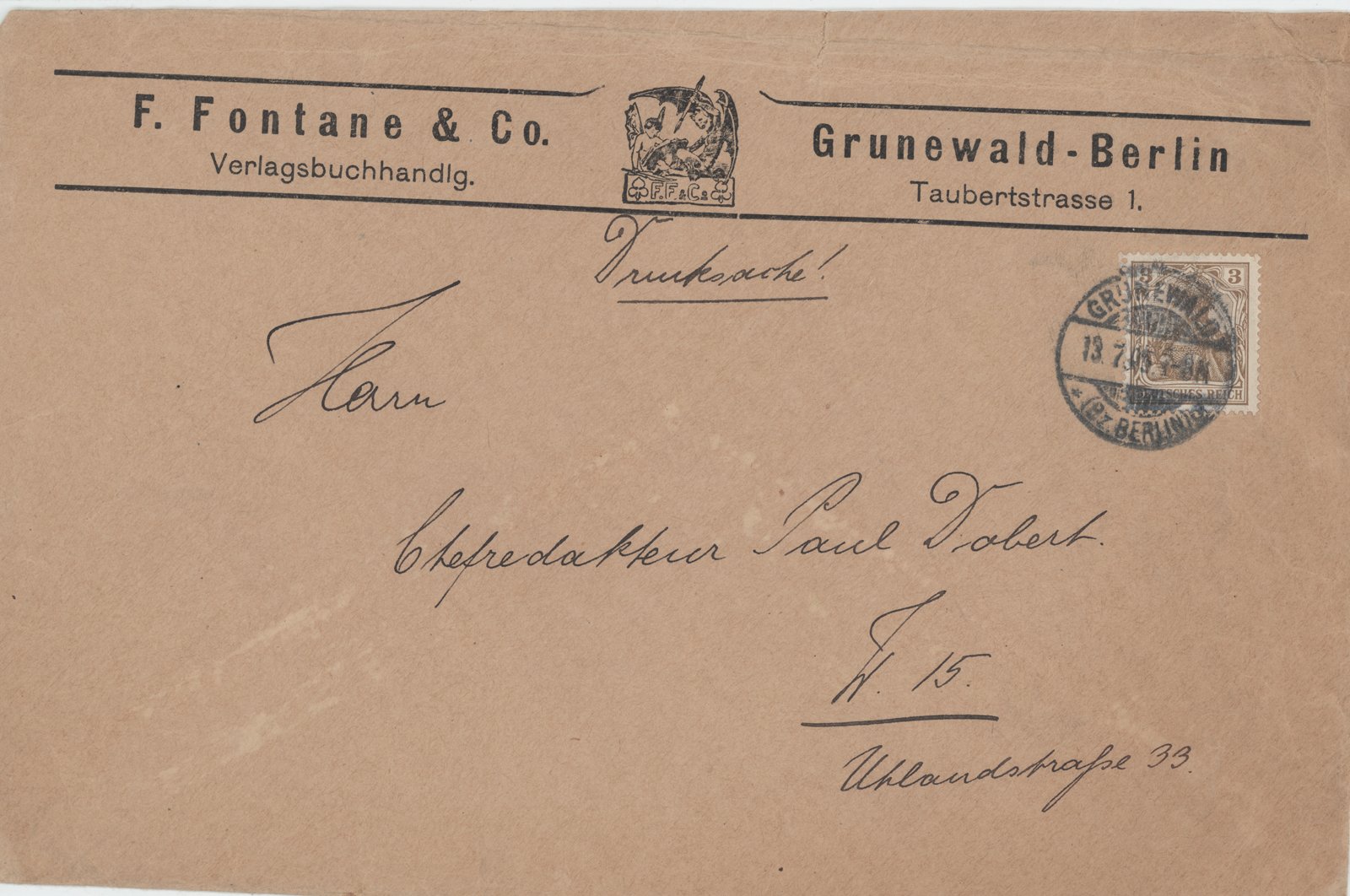 F. Dobert an Fontane, 13.07.1905 (Heimatverein "Alter Krug" Zossen e.V. CC BY-NC-SA)