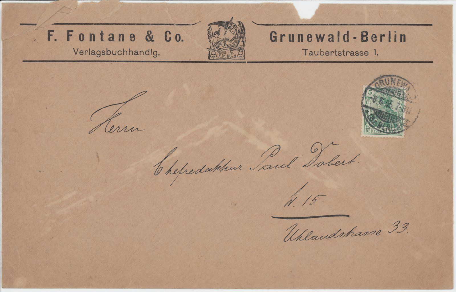 F. Dobert an Fontane, 08.06.1906 (Heimatverein "Alter Krug" Zossen e.V. CC BY-NC-SA)