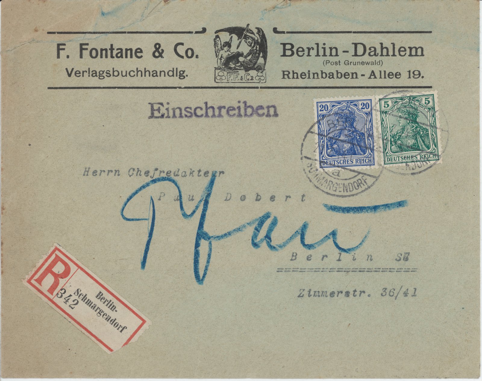 F. Fontane an Dobert, 29.07.1914 (Heimatverein "Alter Krug" Zossen e.V. CC BY-NC-SA)