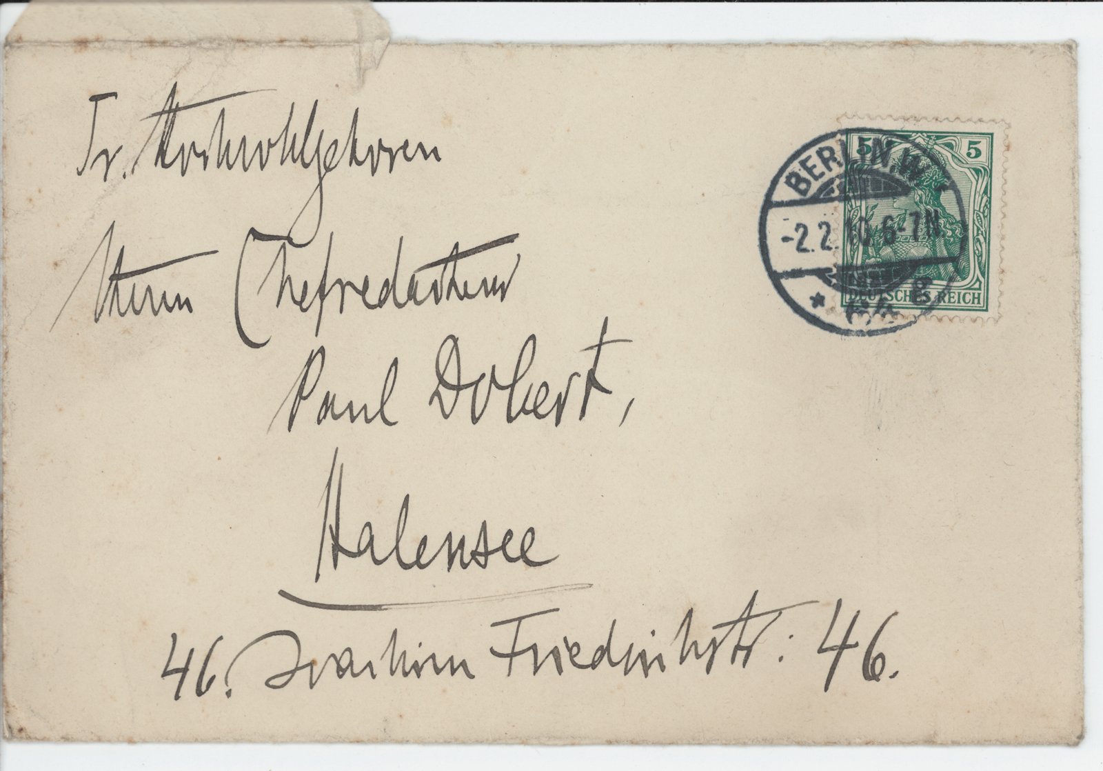an Dobert, 02.02.1910 (Heimatverein "Alter Krug" Zossen e.V. CC BY-NC-SA)