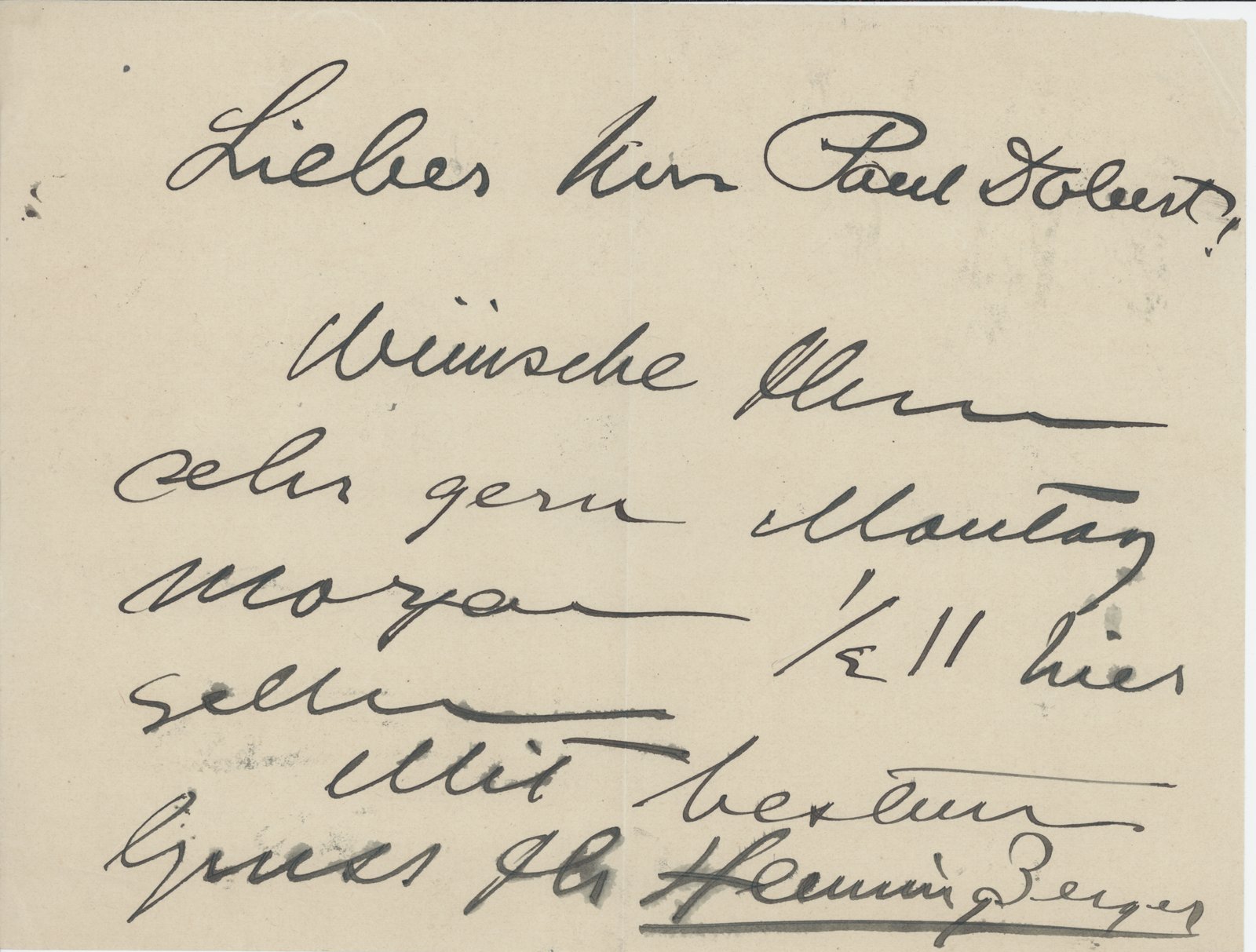 H. Berger an Dobert, 1911 (Heimatverein "Alter Krug" Zossen e.V. CC BY-NC-SA)