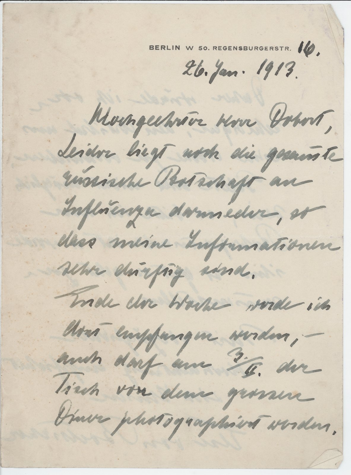 E. Frobenius, 26.01.1913 (Heimatverein "Alter Krug" Zossen e.V. CC BY-NC-SA)