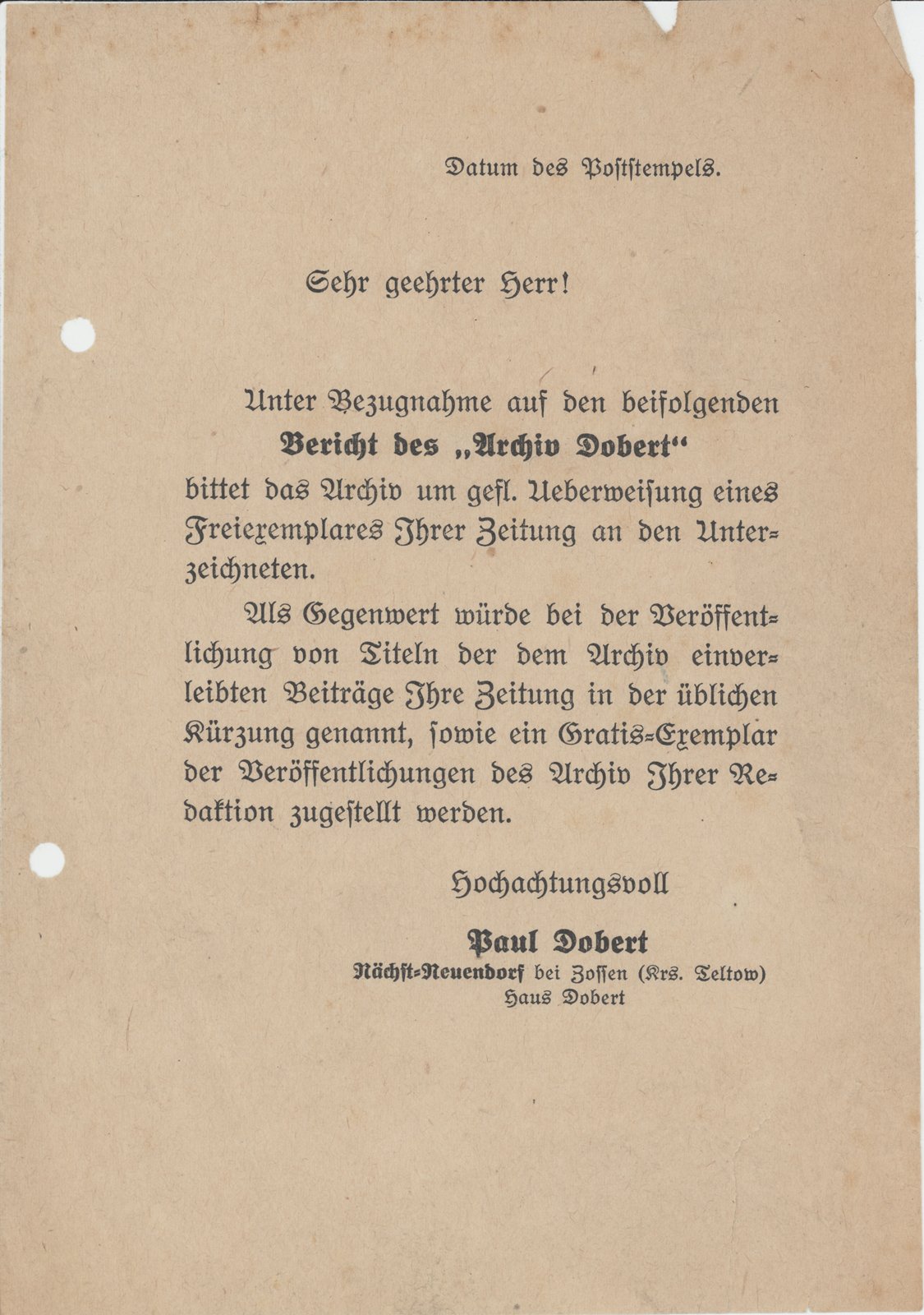 Dobert Archiv (Heimatverein "Alter Krug" Zossen e.V. CC BY-NC-SA)