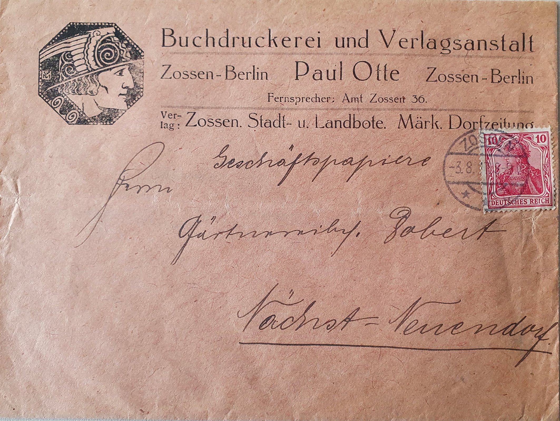 P. Otte an Dobert 03.08.1917 (Heimatverein "Alter Krug" Zossen e.V. CC BY-NC-SA)