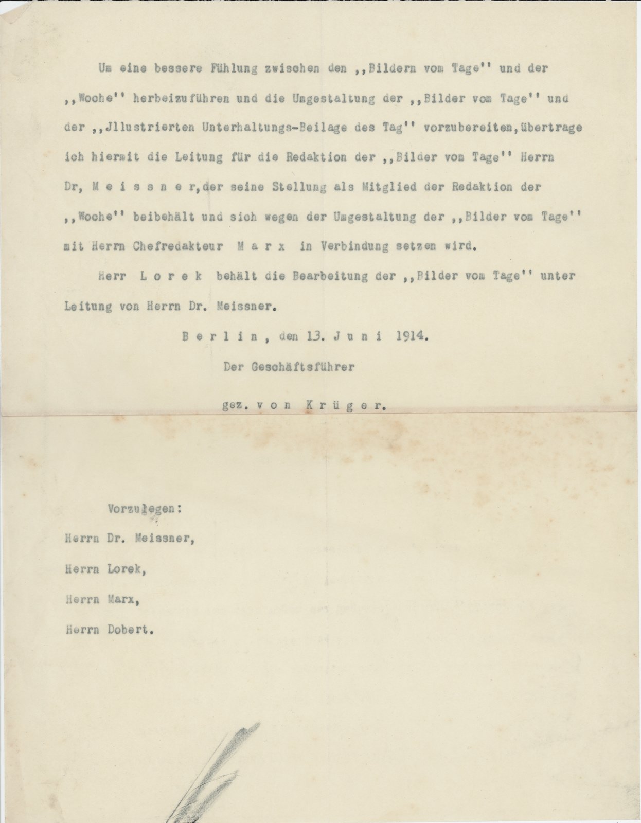 H. Krüger an Dobert, 13.06.1914 (Heimatverein "Alter Krug" Zossen e.V. CC BY-NC-SA)
