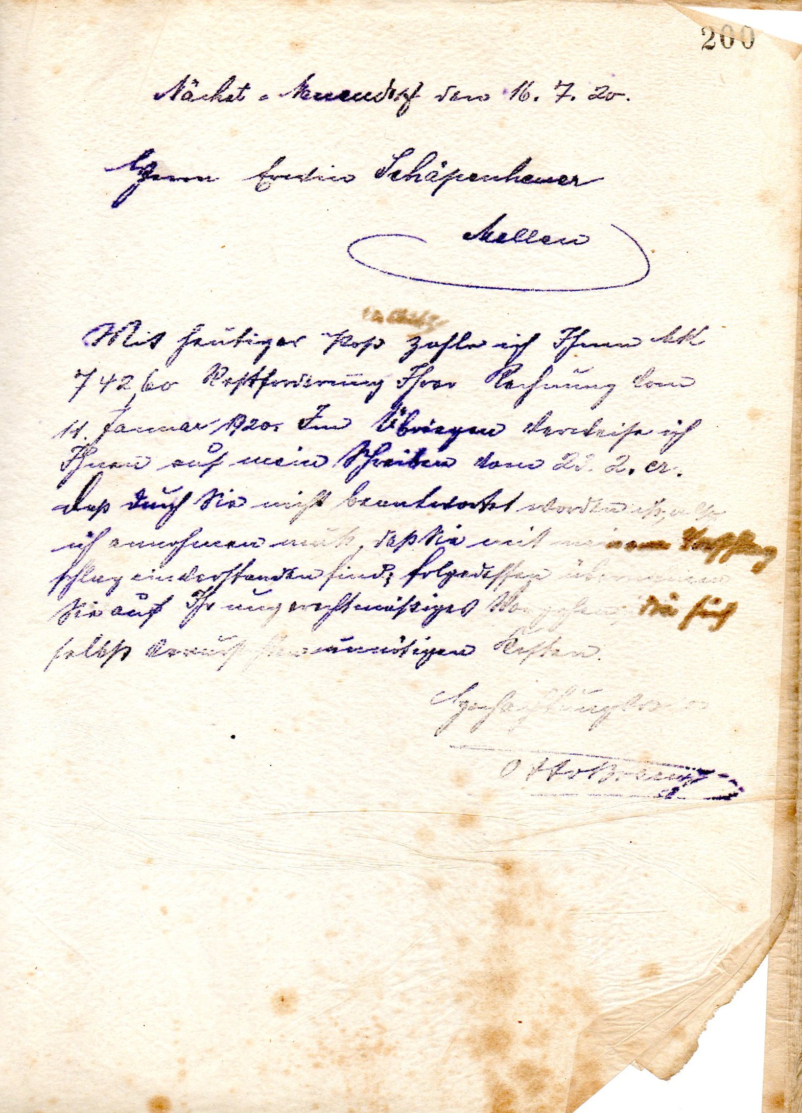 O. Brenz, 16.07.1920 (Heimatverein "Alter Krug" Zossen e.V. CC BY-NC-SA)