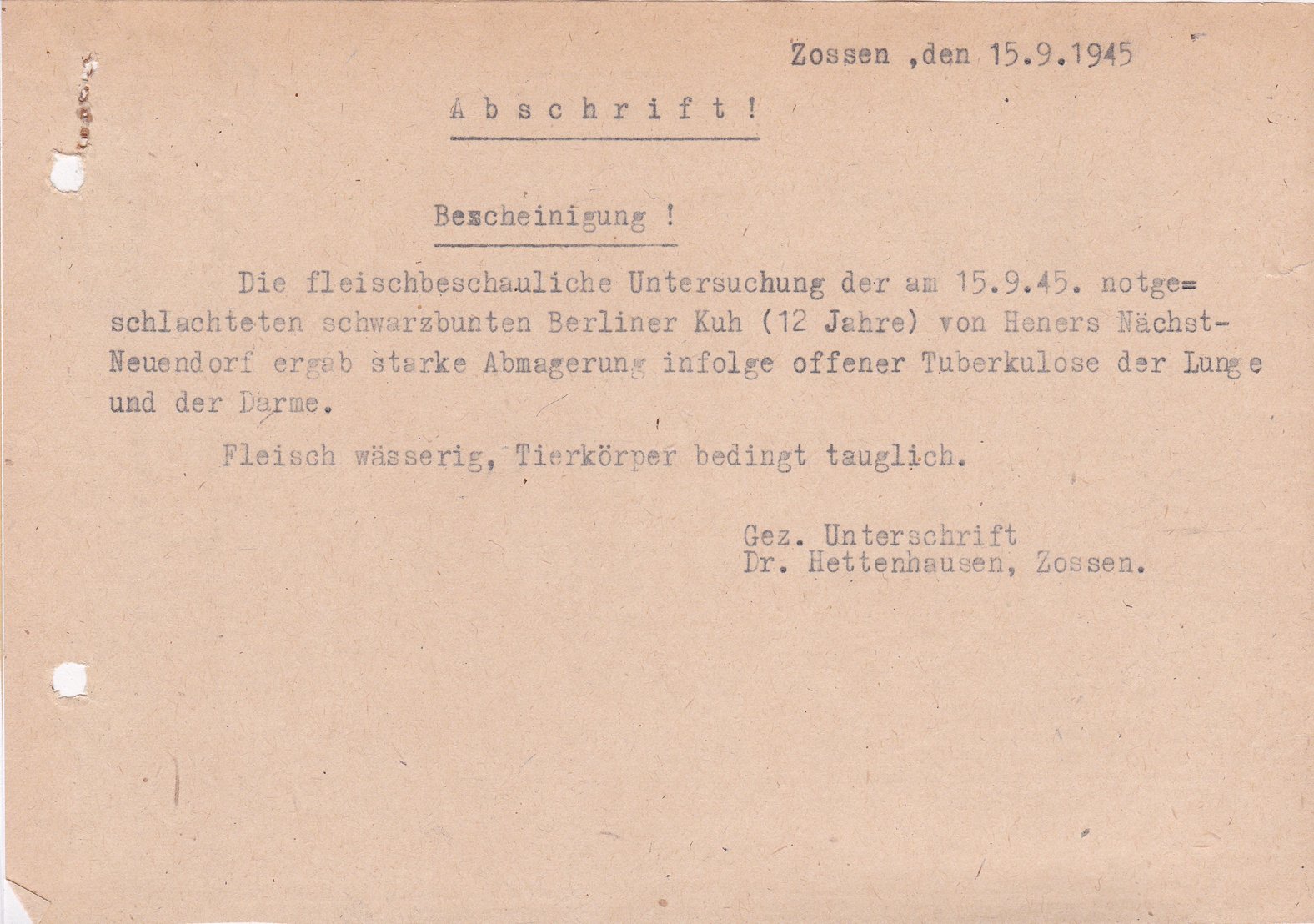 Dr. Hettinghausen, 15.09.1945 (Heimatverein "Alter Krug" Zossen e.V. CC BY-NC-SA)