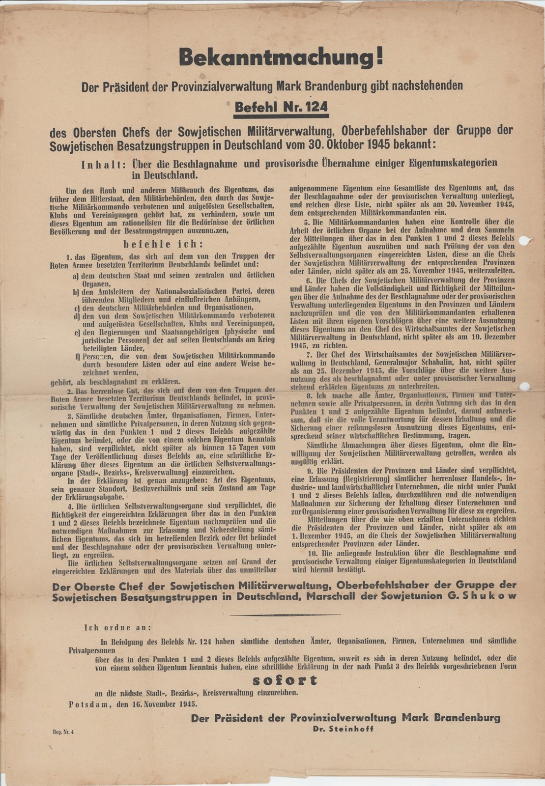 Steinhoff, 16.11.1945 (Heimatverein "Alter Krug" Zossen e.V. CC BY-NC-SA)