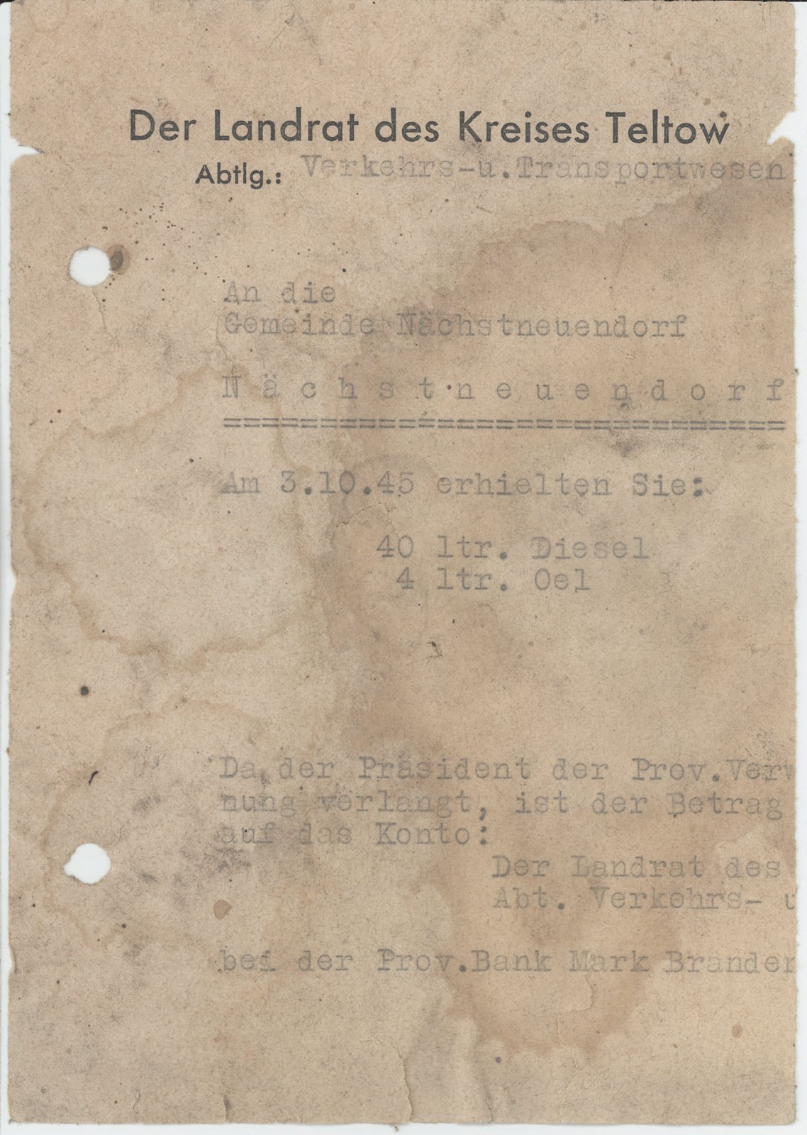 Landrat, 03.10.1945 (Heimatverein "Alter Krug" Zossen e.V. CC BY-NC-SA)