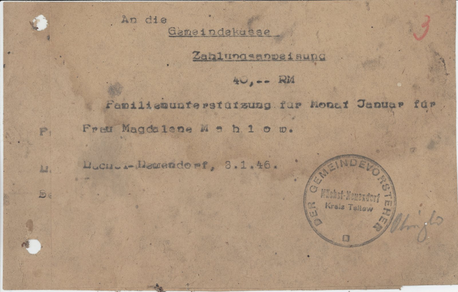 Magdalena, 08.01.1946 (Heimatverein "Alter Krug" Zossen e.V. CC BY-NC-SA)