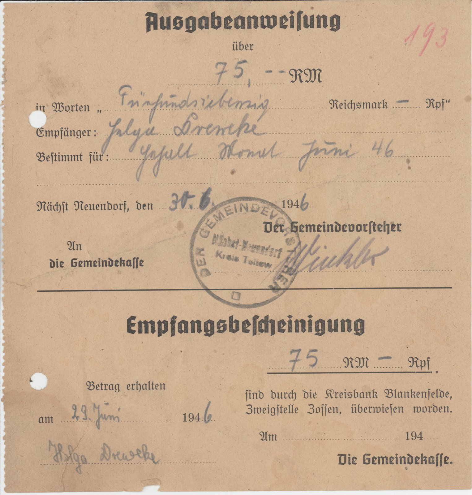 Dreweke, 29.06.1946 (Heimatverein "Alter Krug" Zossen e.V. CC BY-NC-SA)